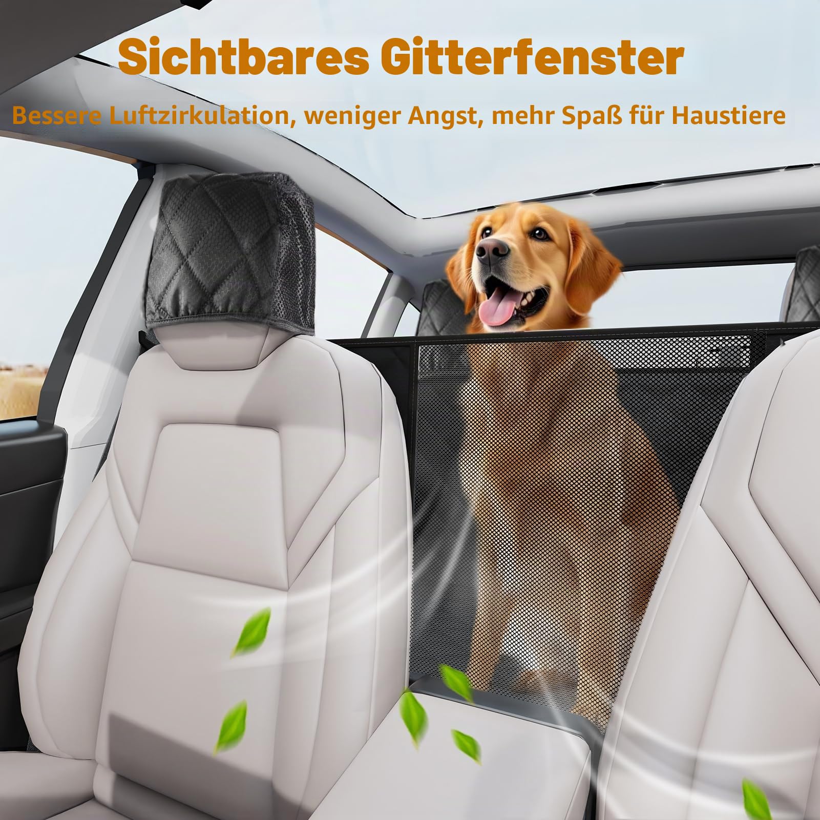 PETICON Hundesitzbezüge für Tesla Model 3 & Y Rücksitz mit 2 Pack Türschoner, 100% wasserdichte Hundehängematte für Tesla mit Netzfenster & Kopfstützenschutz verhindert Kratzer und Schrammen