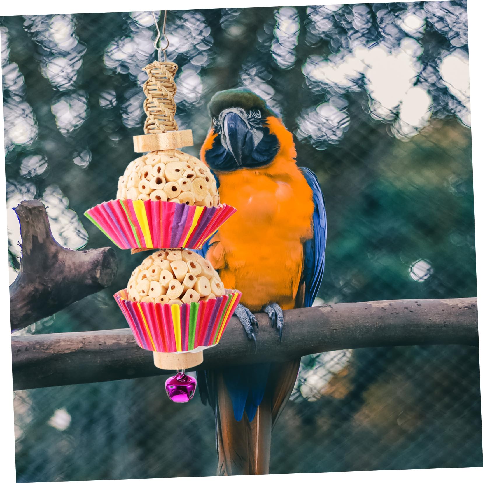 Toyvian Jouet à Mâcher pour Perroquet Jouet à Suspendre pour Oiseaux Balançoire pour Cage
