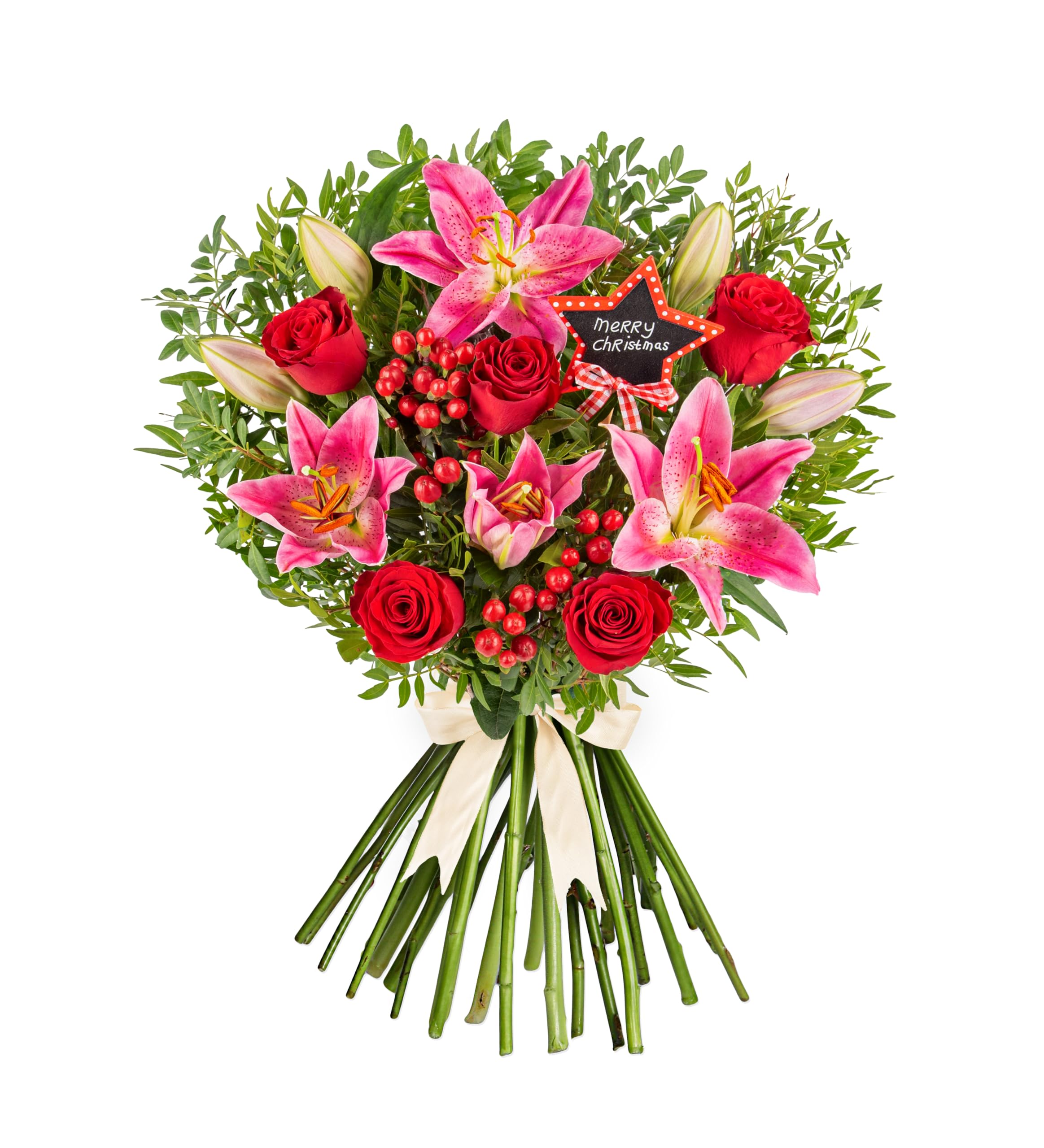 Merry Christmas Bouquet - Fresh Christmas Flowers – Festive Floral Arrangements for Holiday Décor, Gifts, Celebrations, Winter Weddings, Seasonal Cheer, and Special Gatherings.