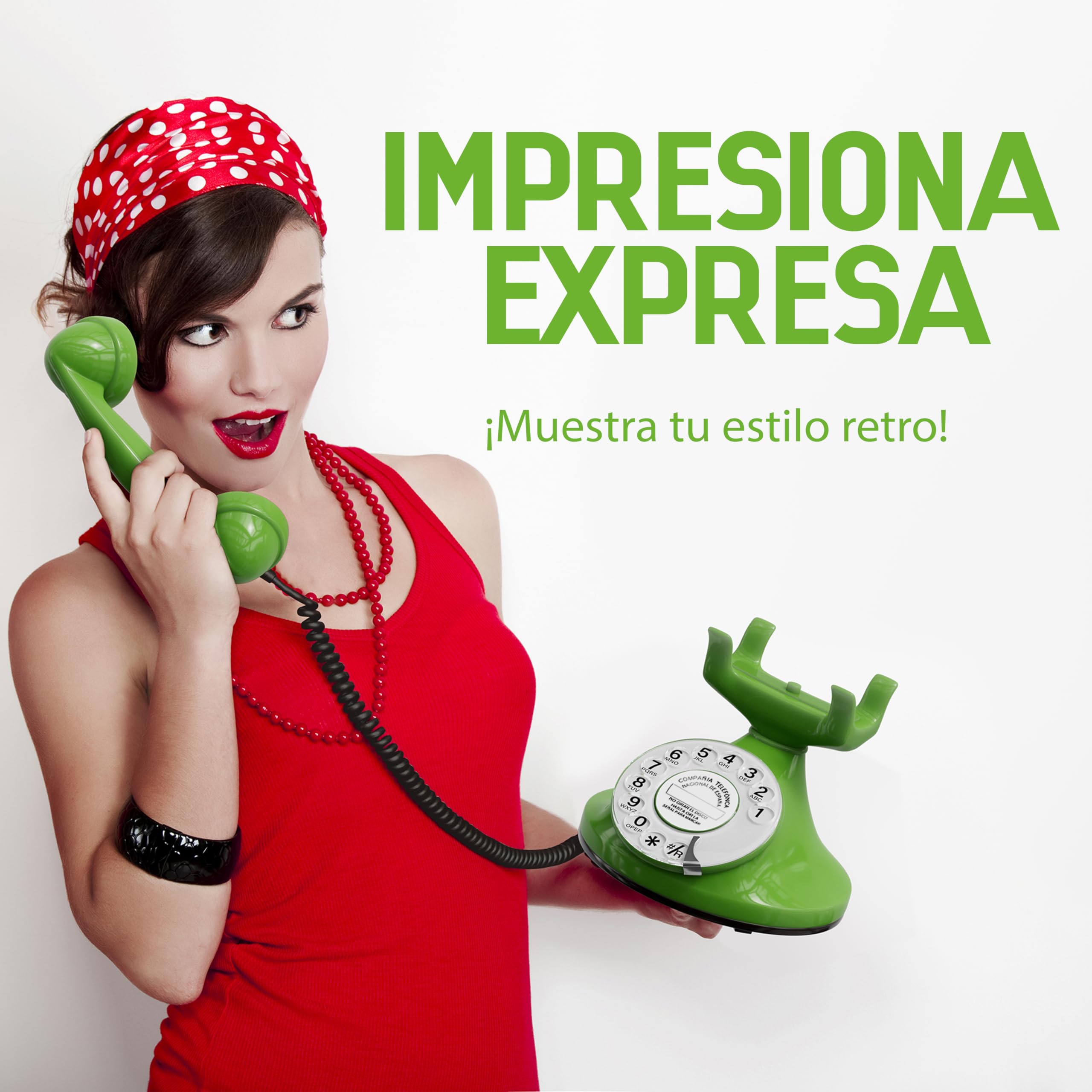 Opis FunkyFon Cable: El Teléfono Fijo Retro Vintage, un Teléfono Antiguo y Clásico para tu Casa Verde — view 2