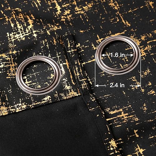 Miniatura 8 de Taisier Home Cortinas texturizadas de lino con estampado de lámina dorada, diseño de puntos geométricos, cortinas de habitación del bebé,