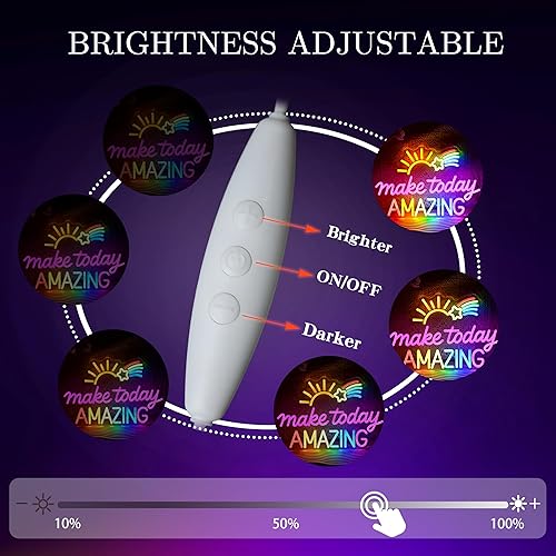 Miniatura 4 de Señal de neón Make Today Amazing  Luz de neón ajustable para decoración de pared, letra inspiradora de amanecer, letrero luminoso para decoración de