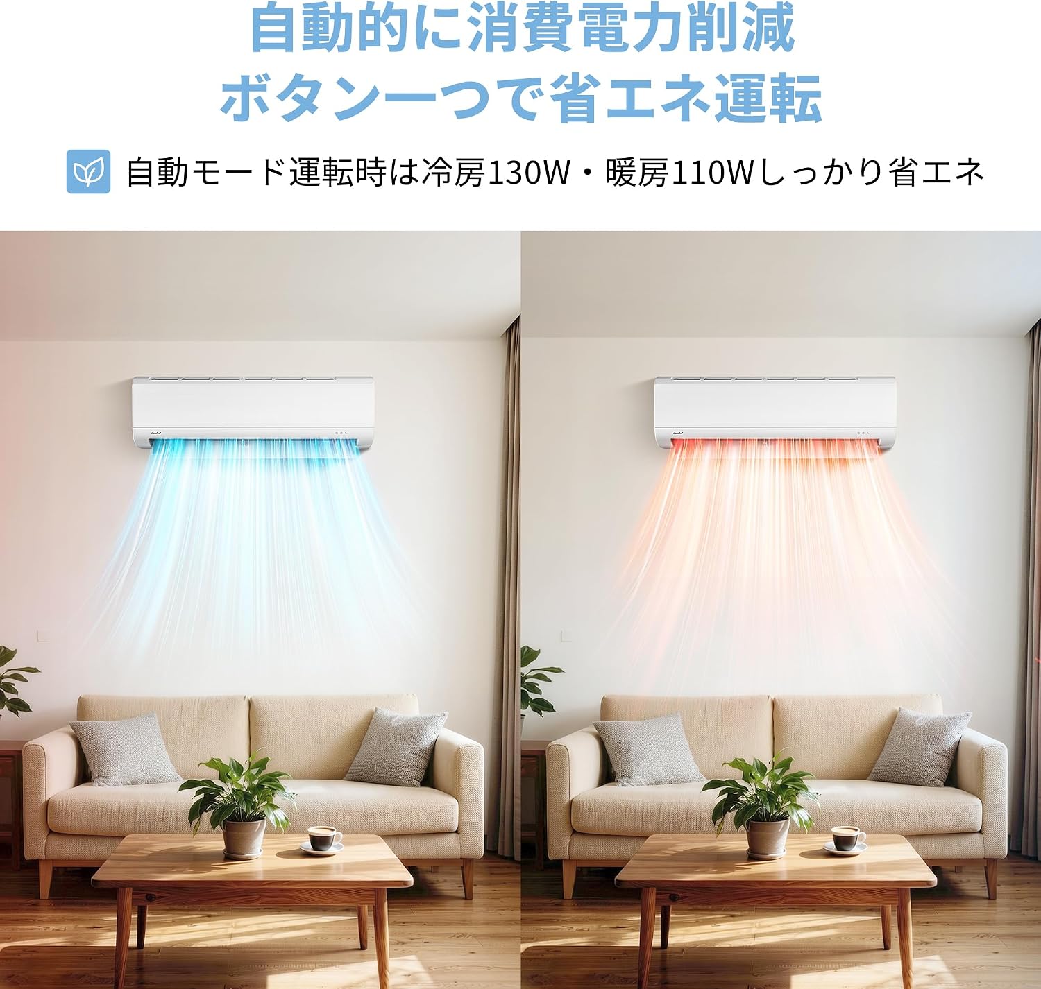 COMFEE' Air Conditioner 6 Tatami 2.2kW 2026 Model High Airflow Comfort Cooling & Heating Quiet Energy Saving Dehumidification Internal Cleaning 4-Way Swing Remote Control Compatible for Home/Single Living Room Air Conditioner 1-Year Warranty CYA-2216AZ(W)/COYA-2216AZ view 6