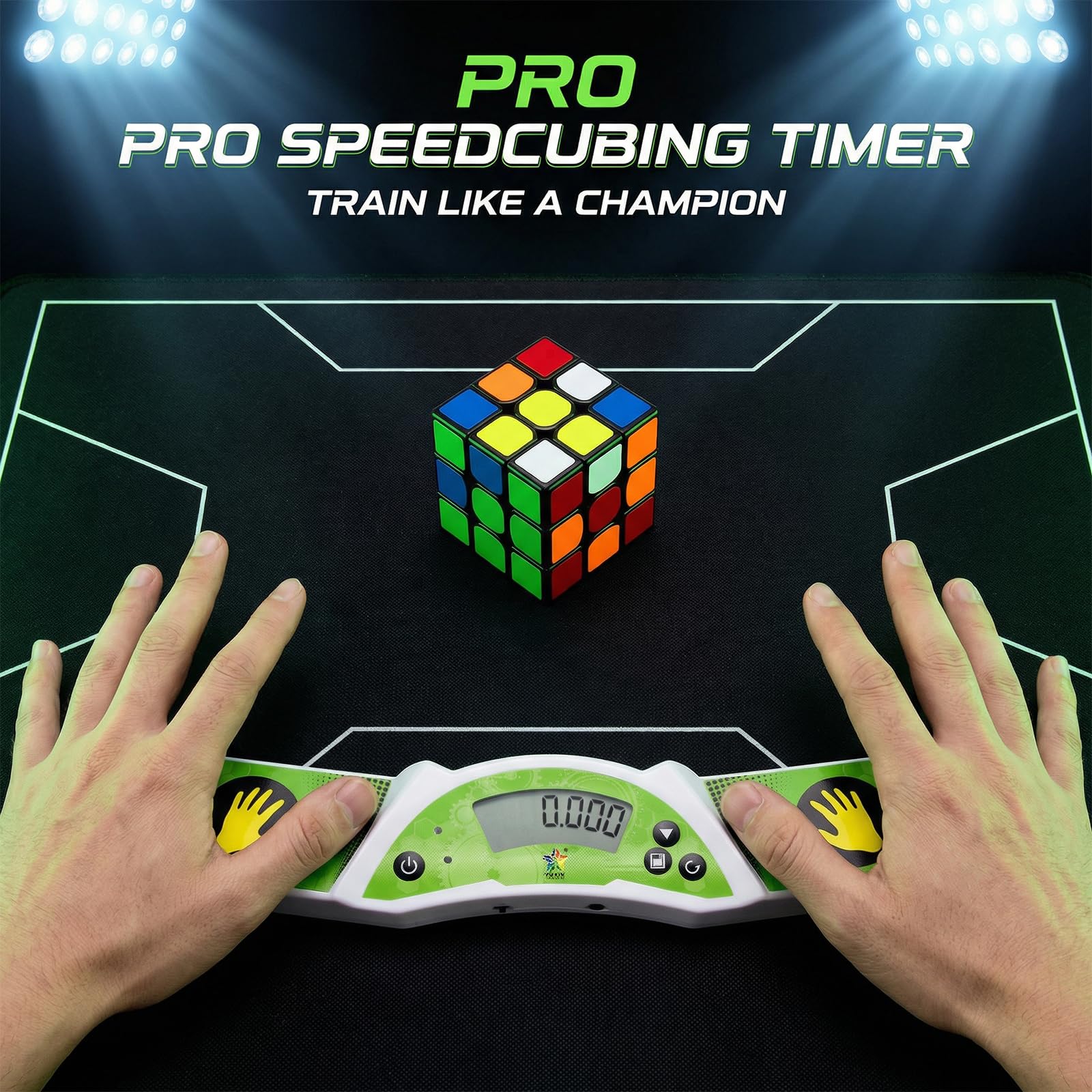 Timer di Precisione Speedcube – Professionale con Precisione 0,001s, Sensore Curvo, Effetti Sonori, Connettore per Display Esterno, per Speedcubing & Stacking
