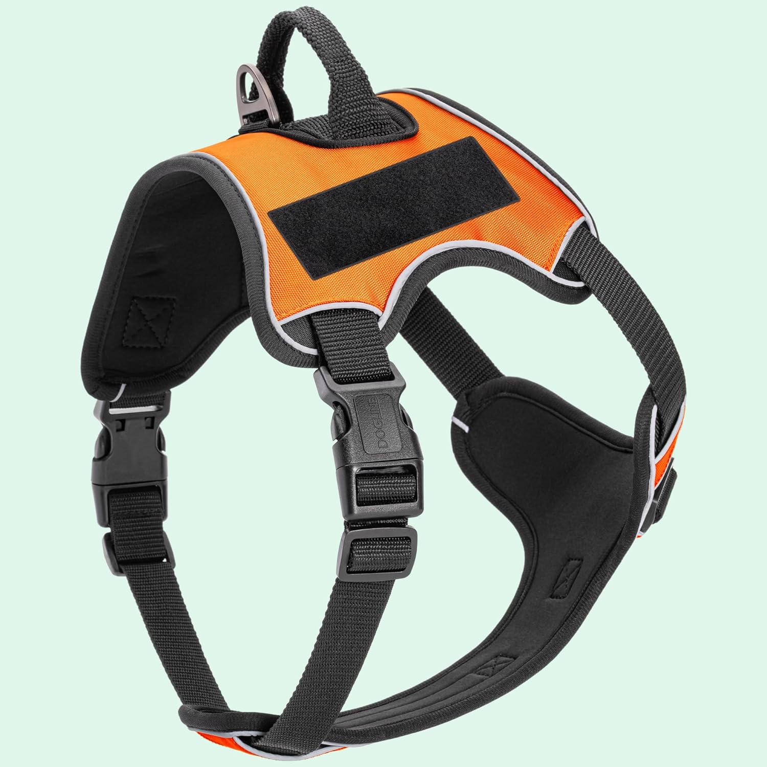 Dogline No-Pull Dog Harness Reflective Adjustable Comfortable Pet Vest with Quick Release Buckles Black Hardware and Handle for Walking Training Service Breathable No Choke - 18 to 22 inches, Orange