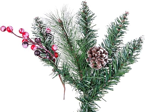 Miniatura 2 de Vickerman - Árbol de Navidad artificial de pino y bayas con punta de nieve de 4.5 pies sin luz, decoración para interiores de temporada