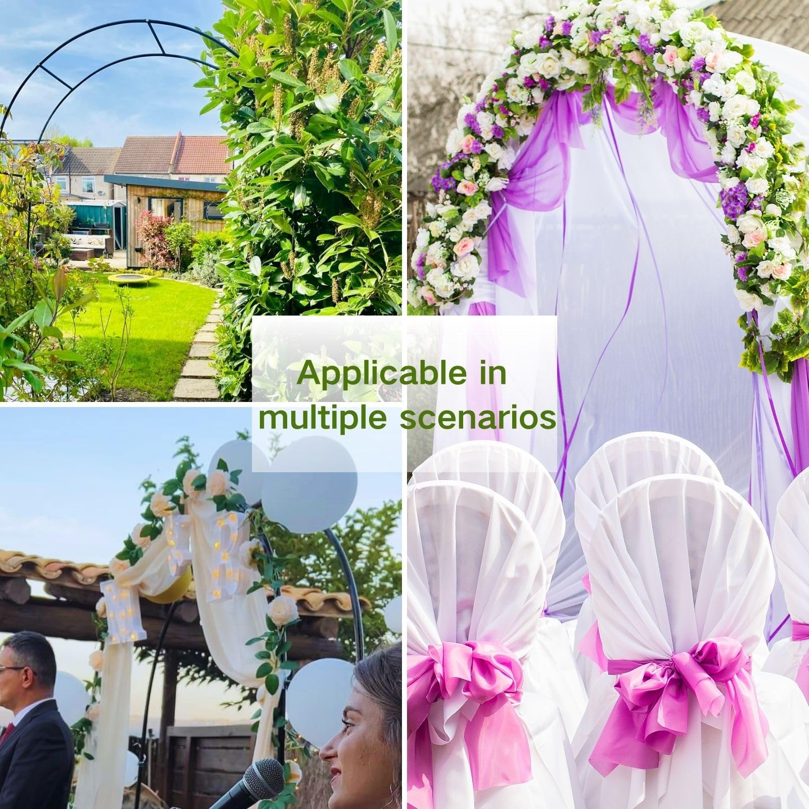 Generisch Metall-Gartenbogen für Hochzeiten im Freien – Robuste, wetterfeste Pergola, verstellbare Breite 0,8–3,5 m, Elegantes grünes Design, 240 cm breit x 220 cm hoch