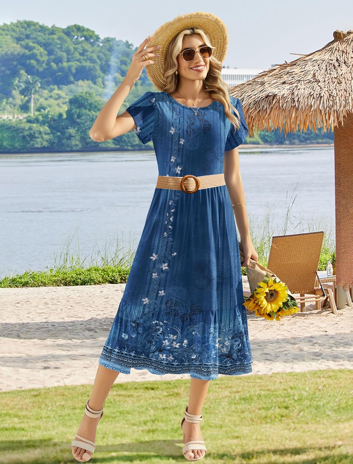 HOTOUCH Summer Dresses for Women 2026 Casual Midi Boho T Shirt Dress Ladies Sundress Aline Long Beach Vacation Clothes - Image 5