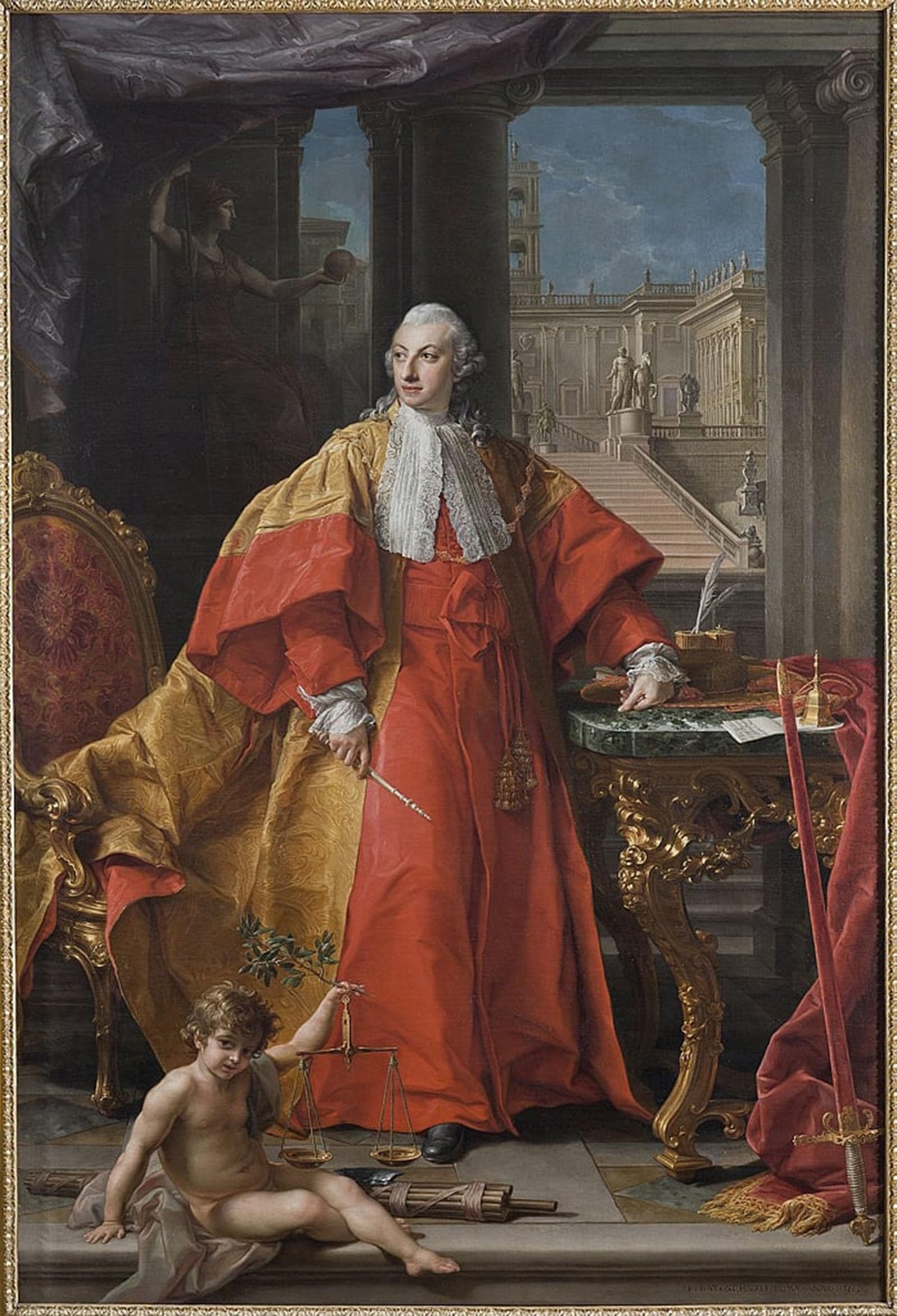 ARTXLXXBN Famous Print Painting Colorful Art Print Portrait of Abbondio Rezzonico by Pompeo Girolamo Batoni Canvas Art Decorations for Home Decor 60x90cm