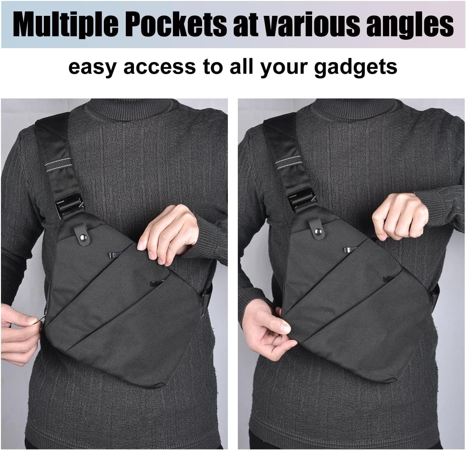 Multi-pocket Chest Bag, Anti-Theft Shoulder Bag, Waterproof Sling Crossbody Bag, for Men Bicycle Hiking Jogging - Image 8