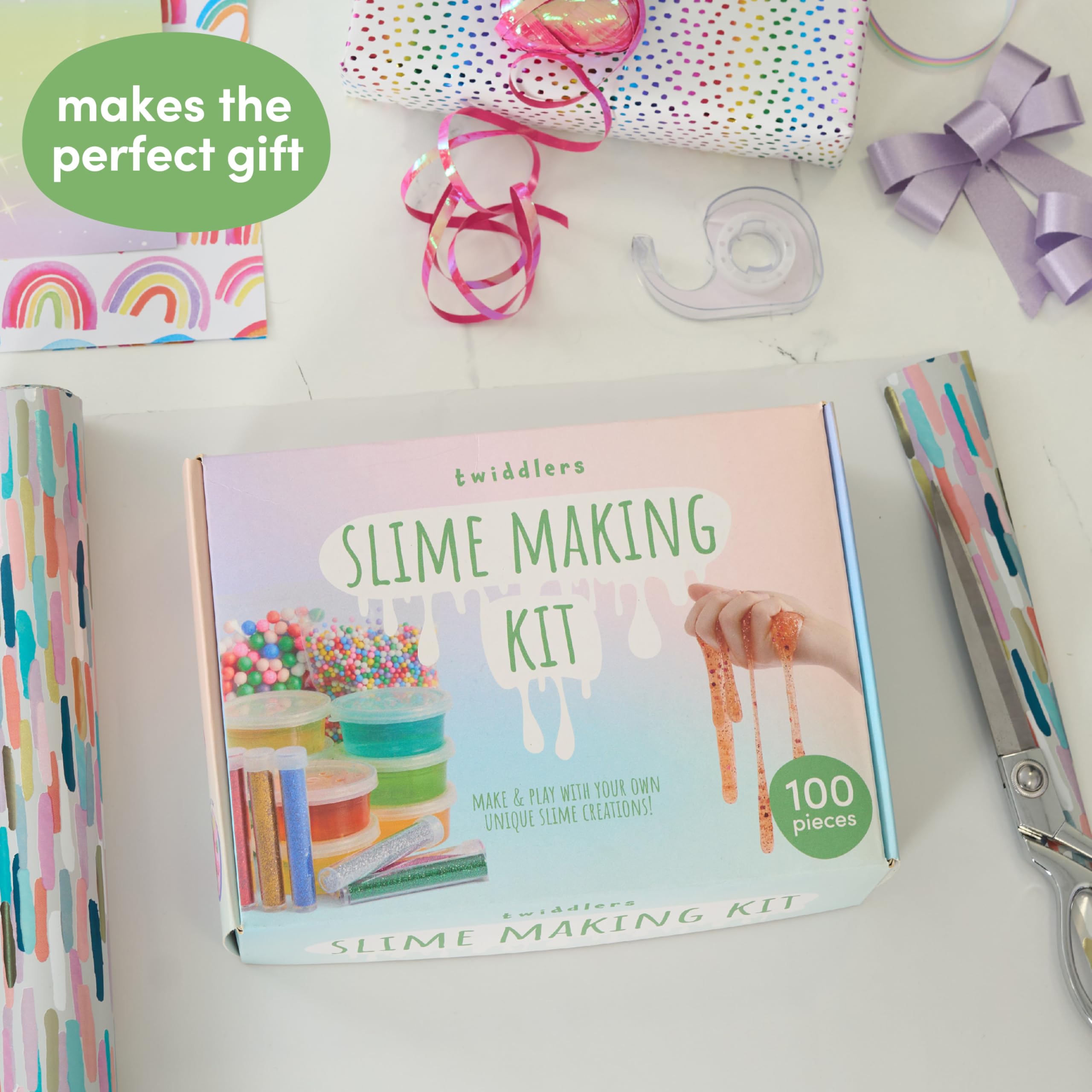 The Twiddlers - 100 Piece Slime Making Kit Gift Set for Kids - Crystal Beads, Glitters and Decorations, DIY Arts & Crafts Toys