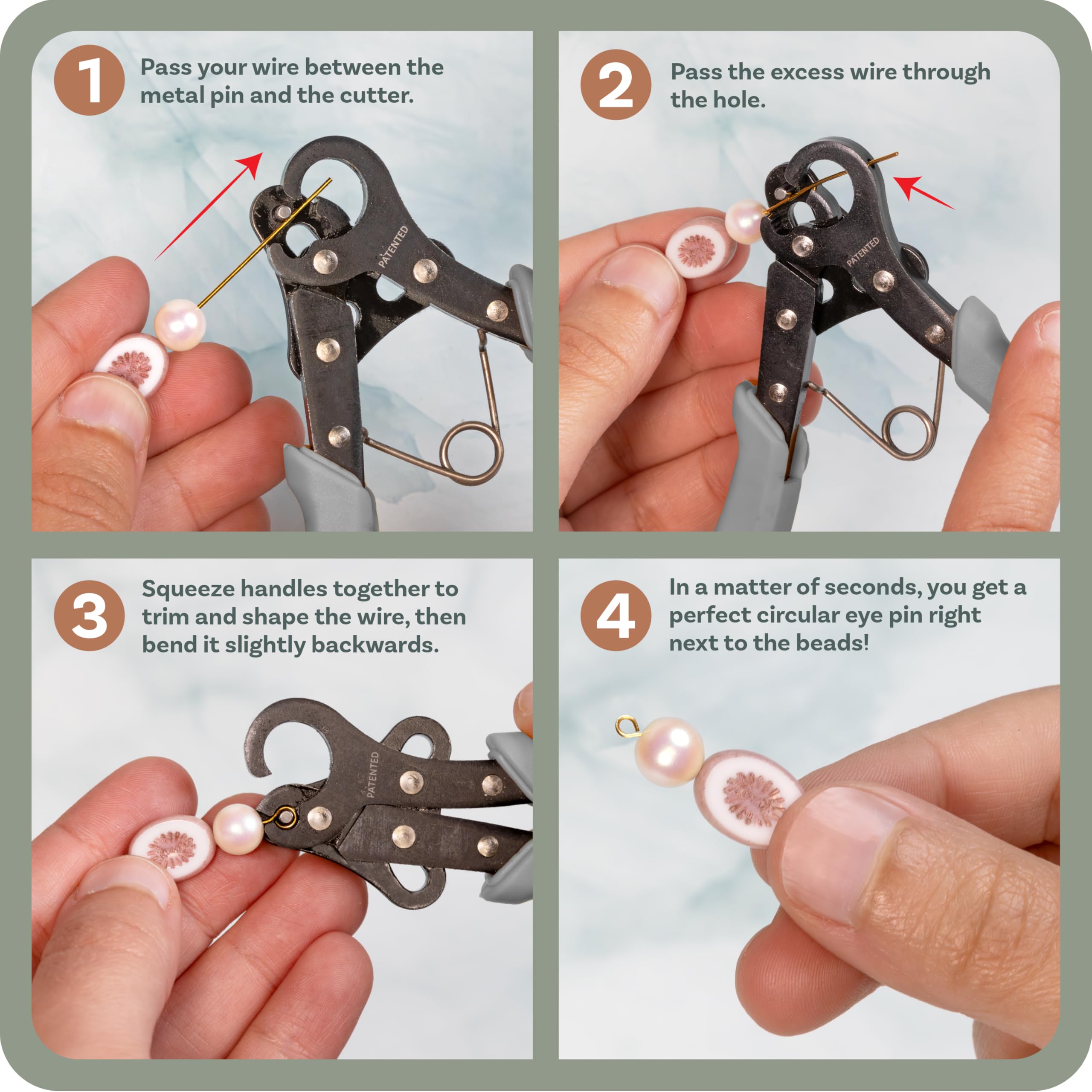 The Beadsmith Oryginalne szczypce One Step Loopers – zestaw 3 elementów, zawiera szczypce 1,5 mm, 2,25 mm i 3 mm, do użytku z drutem rzemieślniczym o grubości 24–18 g (patent)
