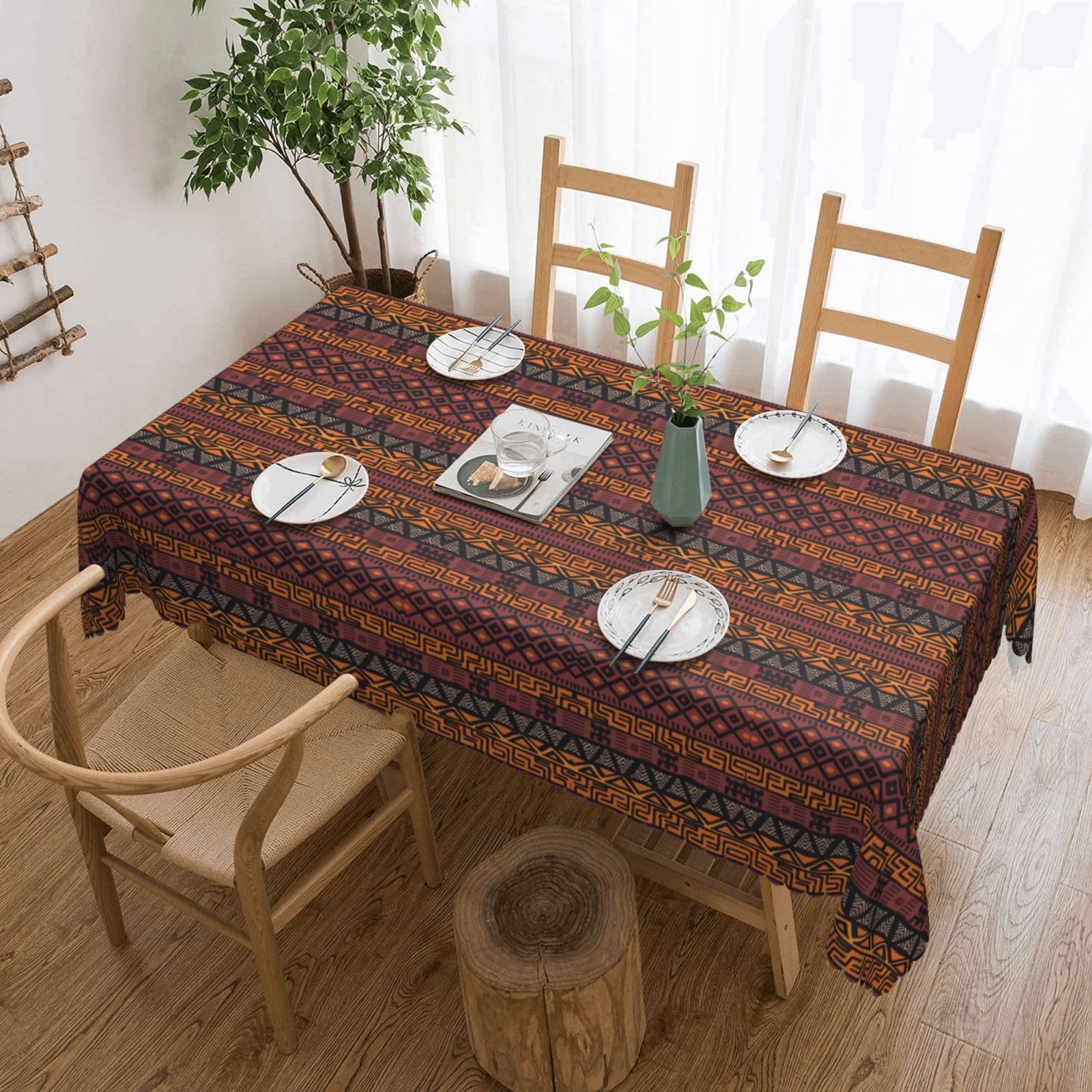 Mypiky African Mud Cloth Tribal Print Tablecloth,Long Tablecloths Rectangular 54 X 72 Inch,Kitchen Dining Tabletop Cover Table Cloths For Home,Wedding