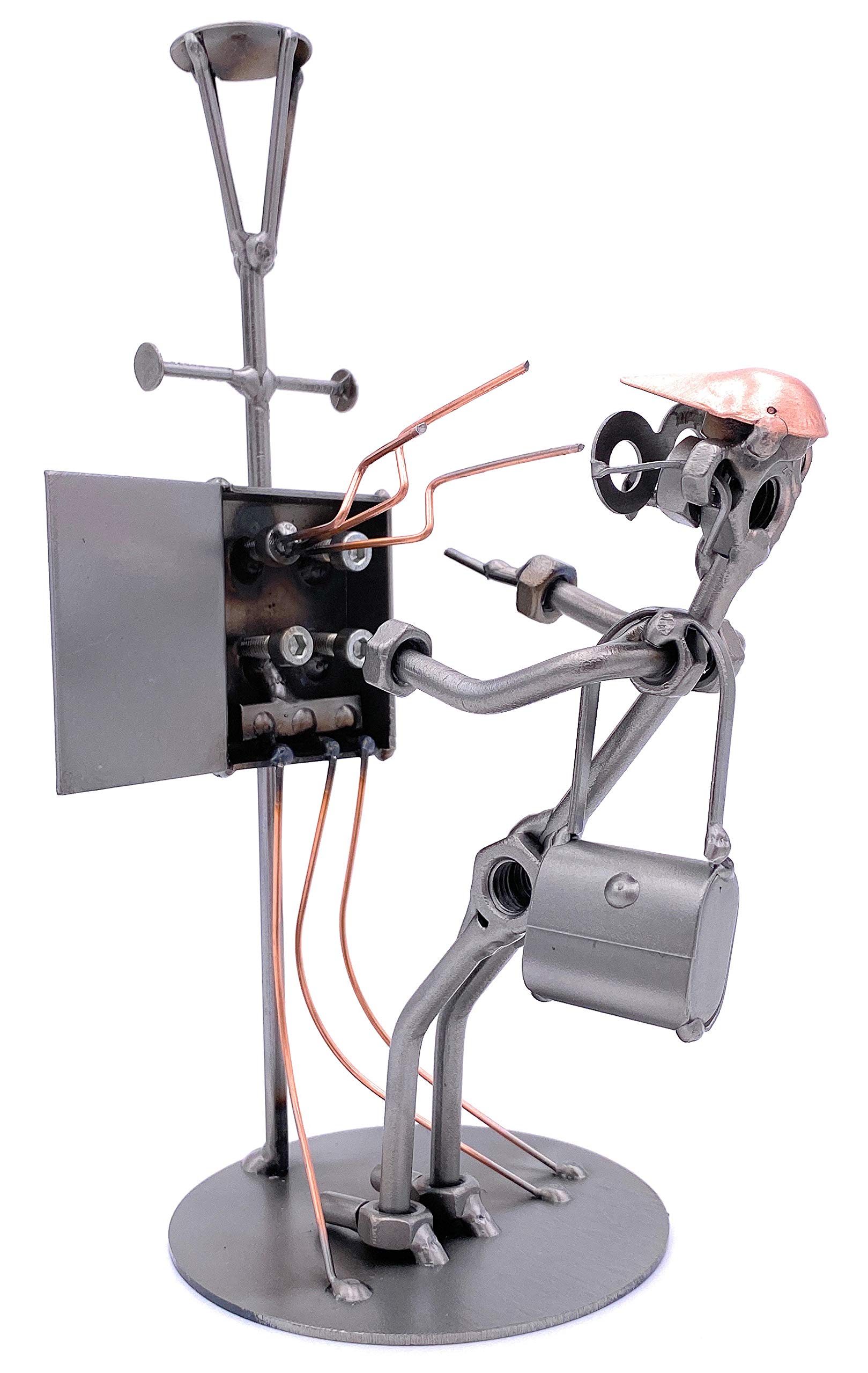 STEEMO Schraubenmännchen Elektriker Handwerker Geschenk Metall-Deko 13x12x24 cm