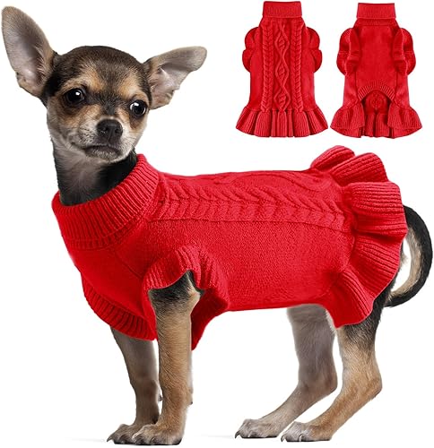 ALAGIRLS Suéter grueso para perro grande, ropa suave de San Valentín, suéter de Navidad para mascotas para perro salchicha, Yorkie Pitbull, rojo, L