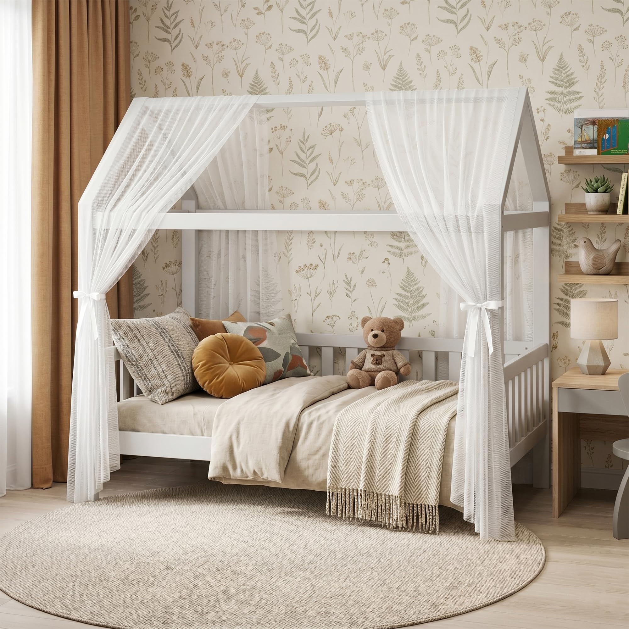 Dosel de muselina para camas de casa infantiles, crea un rincón de lectura suave y transpirable
