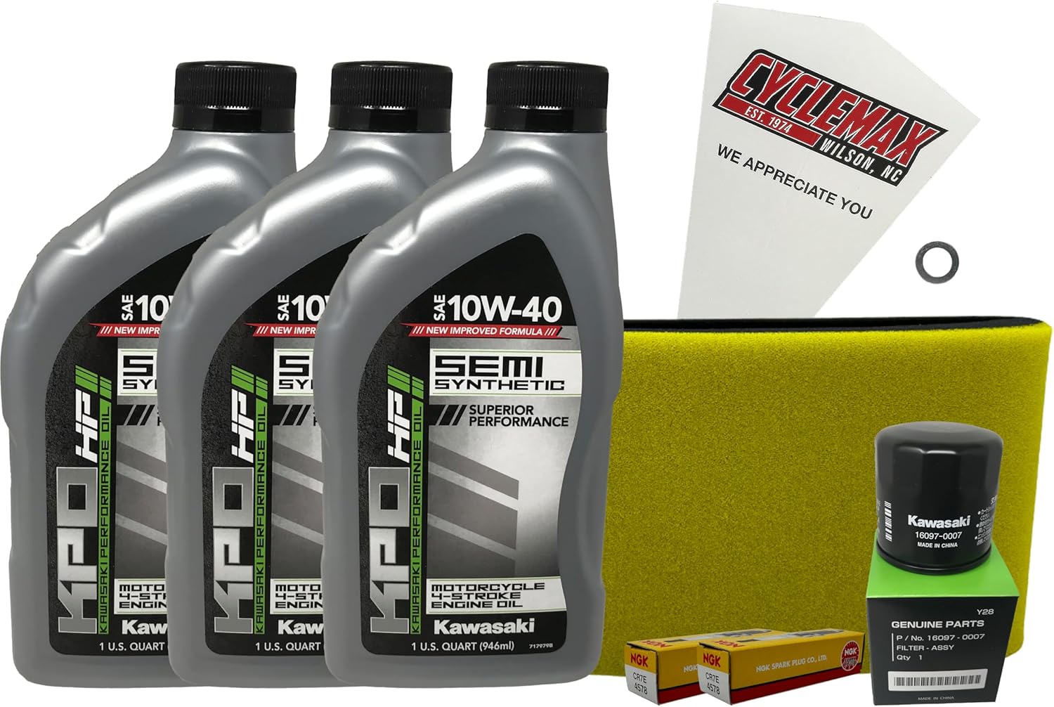 Cyclemax Semi Synthetic Tune Up Kit with Spark Plugs compatible with 2005-2014 Kawasaki Brute Force 750