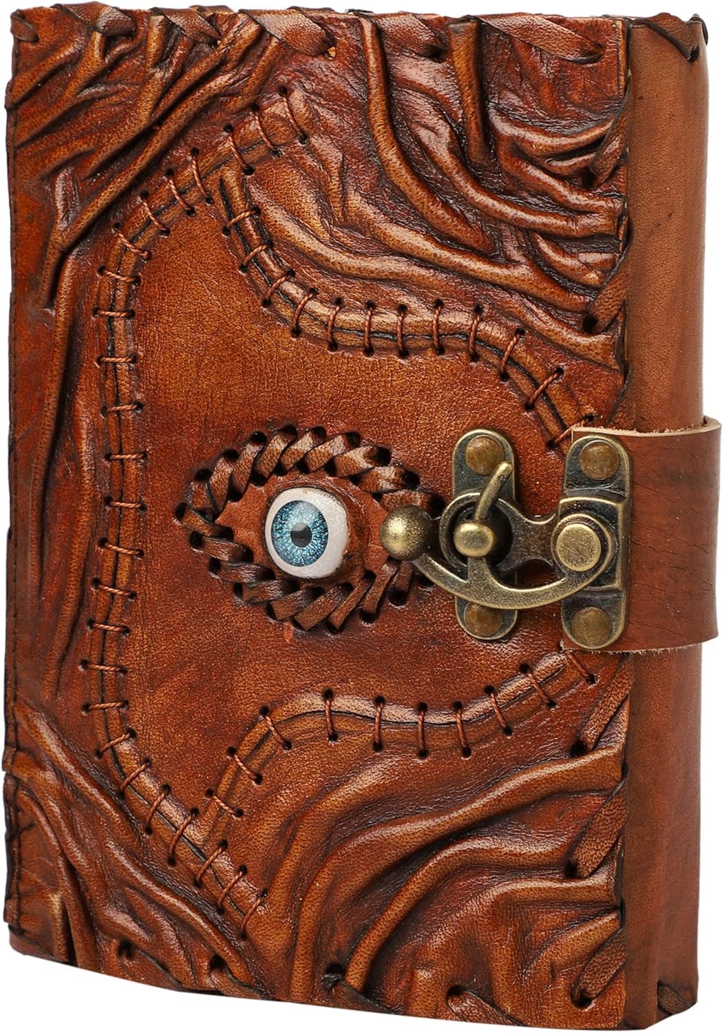 Hocus Pocus Księga Zaklęć Skórzany Dziennik Krawędź Papier Grimoire Journal Trzecie Oko Vintage Skórzany Dziennik Księga Cieni Dziennik Antyczny Zaklęcie Książka Wiedźmy Dziennik Zamek Zapięcie Notatnik 18 x 12 cm