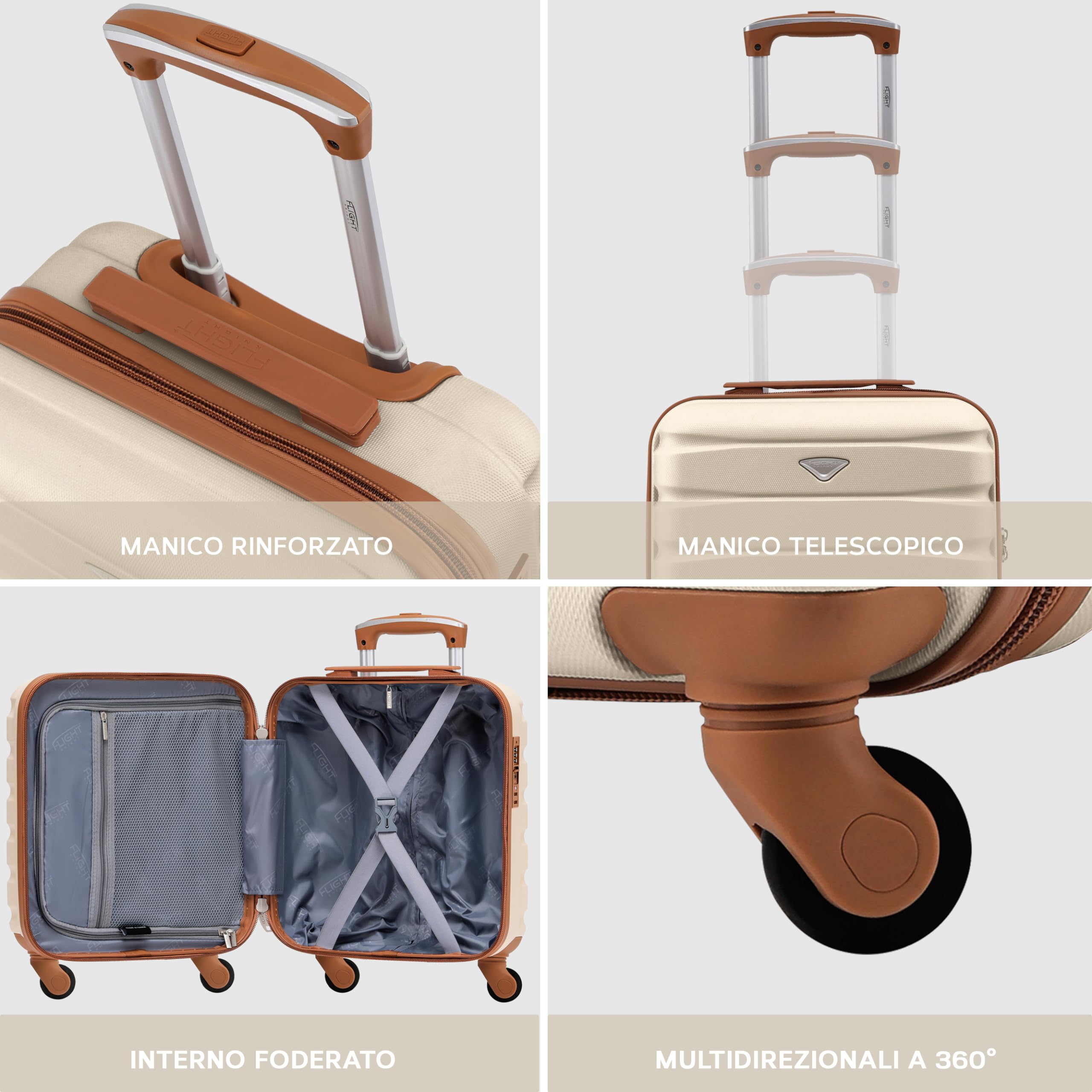 Flight Knight Valigie Rigide in ABS Leggere Con 4 Ruote, Da Cabina E Stiva, Approvate per Oltre 100 Compagnie Aeree Tra Cui Easyjet, British Airways, Ryanair, Virgin Atlantic, Emirates E Molte Altre