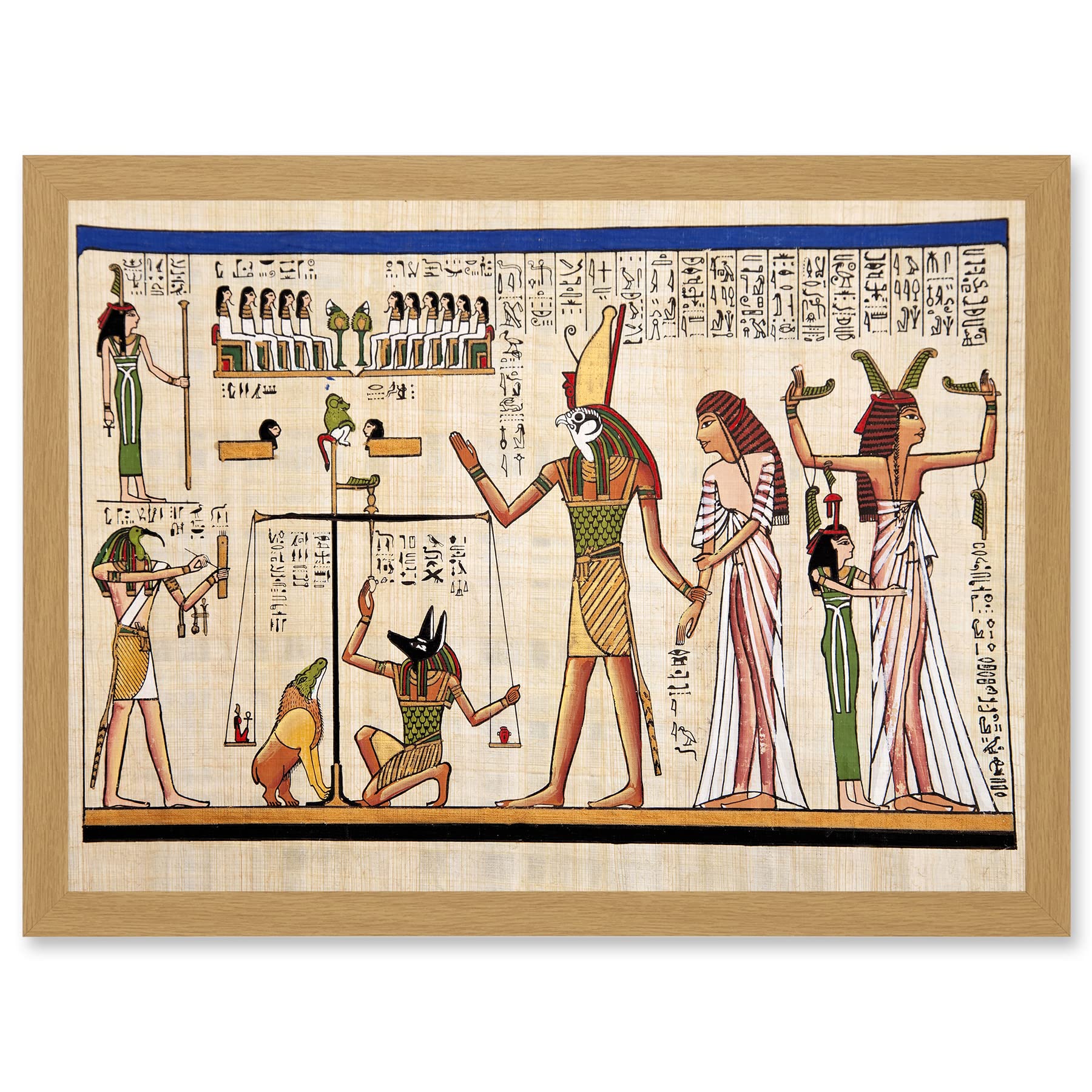 Artery8 Painting Ancient Egyptian Heiroglyphics Horus Thoth Anubis Mural A4 Artwork Framed Wall Art Print
