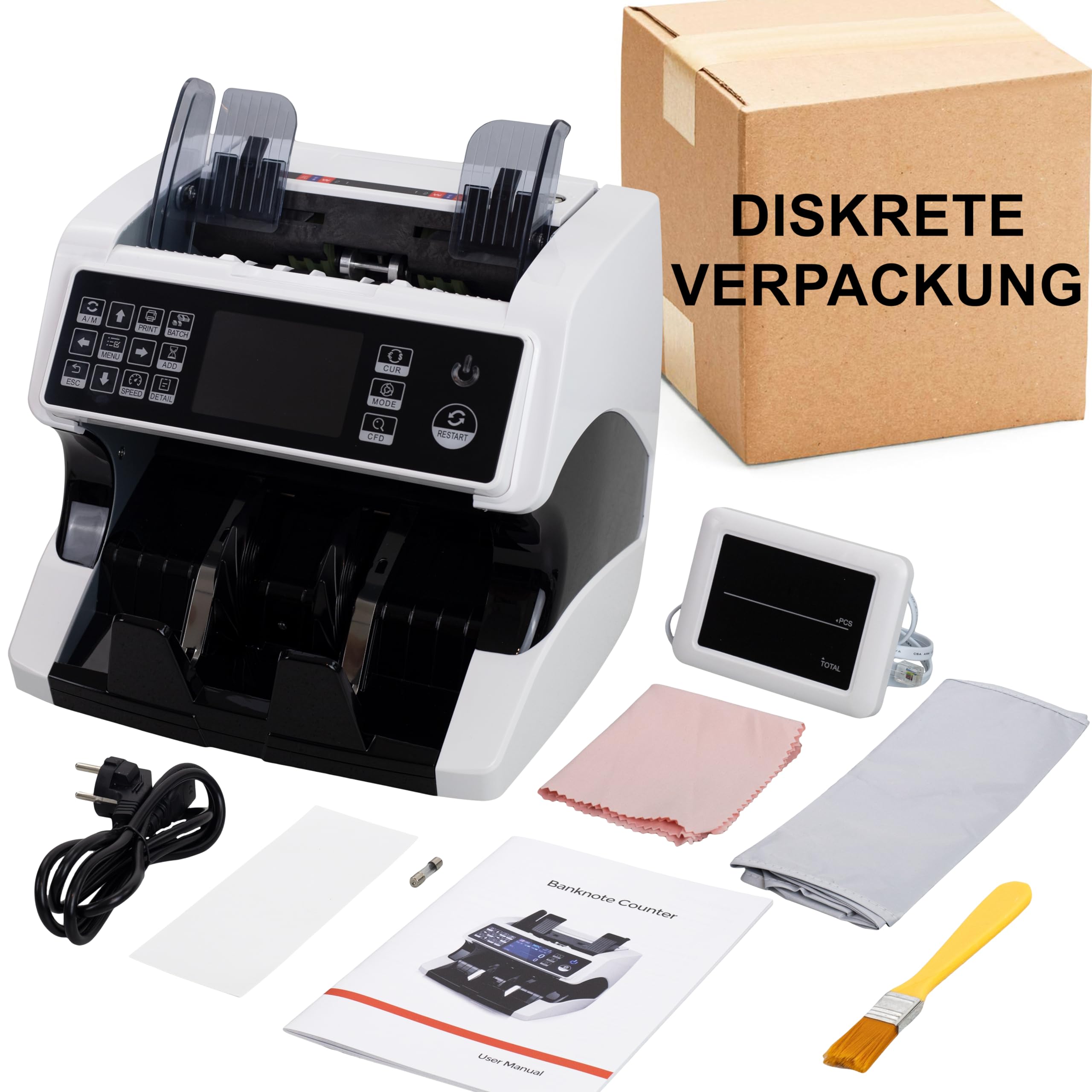 MV-500 Geldzählmaschine für gemischte Geldscheine & Falschgelddetektor | UV/MG/IR/DD/ 2CIS usw.| Exakt | EUR USD GBP SEK CHF usw. | Banknotenzähler | Geldzähler | Banknotenzählmaschine