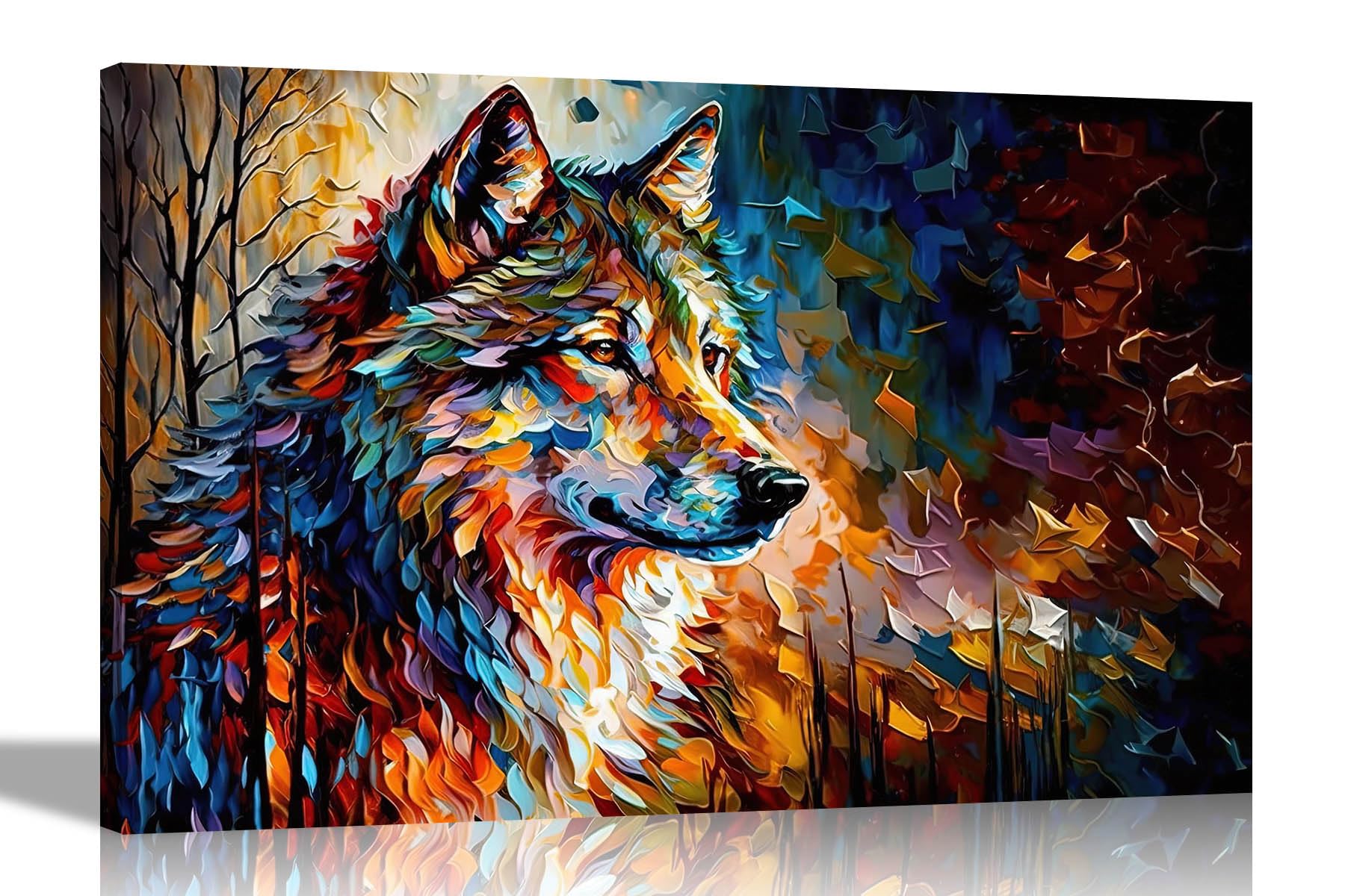 Artley Prints Beautiful Wolf - Beautiful Abstract Wolf Canvas Wall Art | Framed Pictures For Living Room, Bedroom | Modern Prints Artwork For Hanging Extra Large 101 X 76Cm (40 X 30 Inches)
