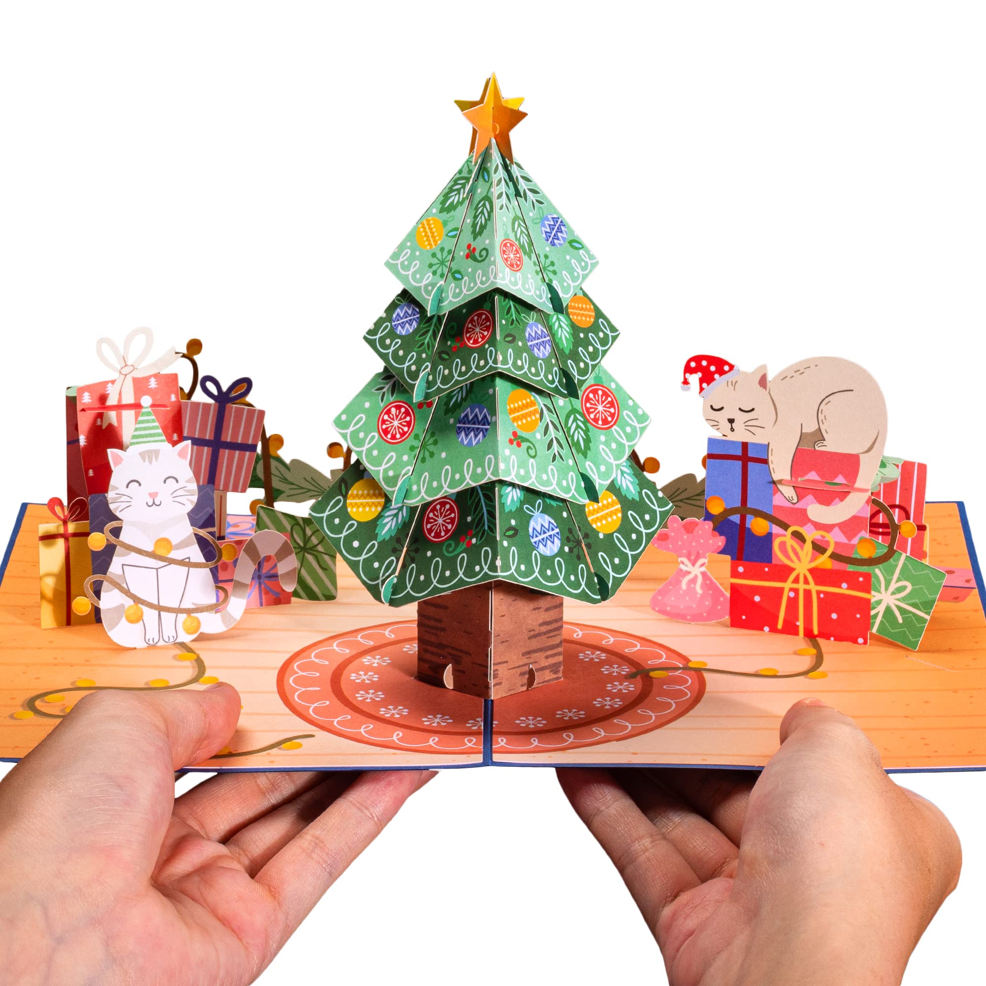 Paper Love Tarjeta de Navidad emergente, árbol de Navidad, tarjetas de felicitación emergentes 3D hechas a mano, regalo para Navidad o vacaciones, cubierta de 5 x 7 pulgadas, incluye sobre y etiqueta