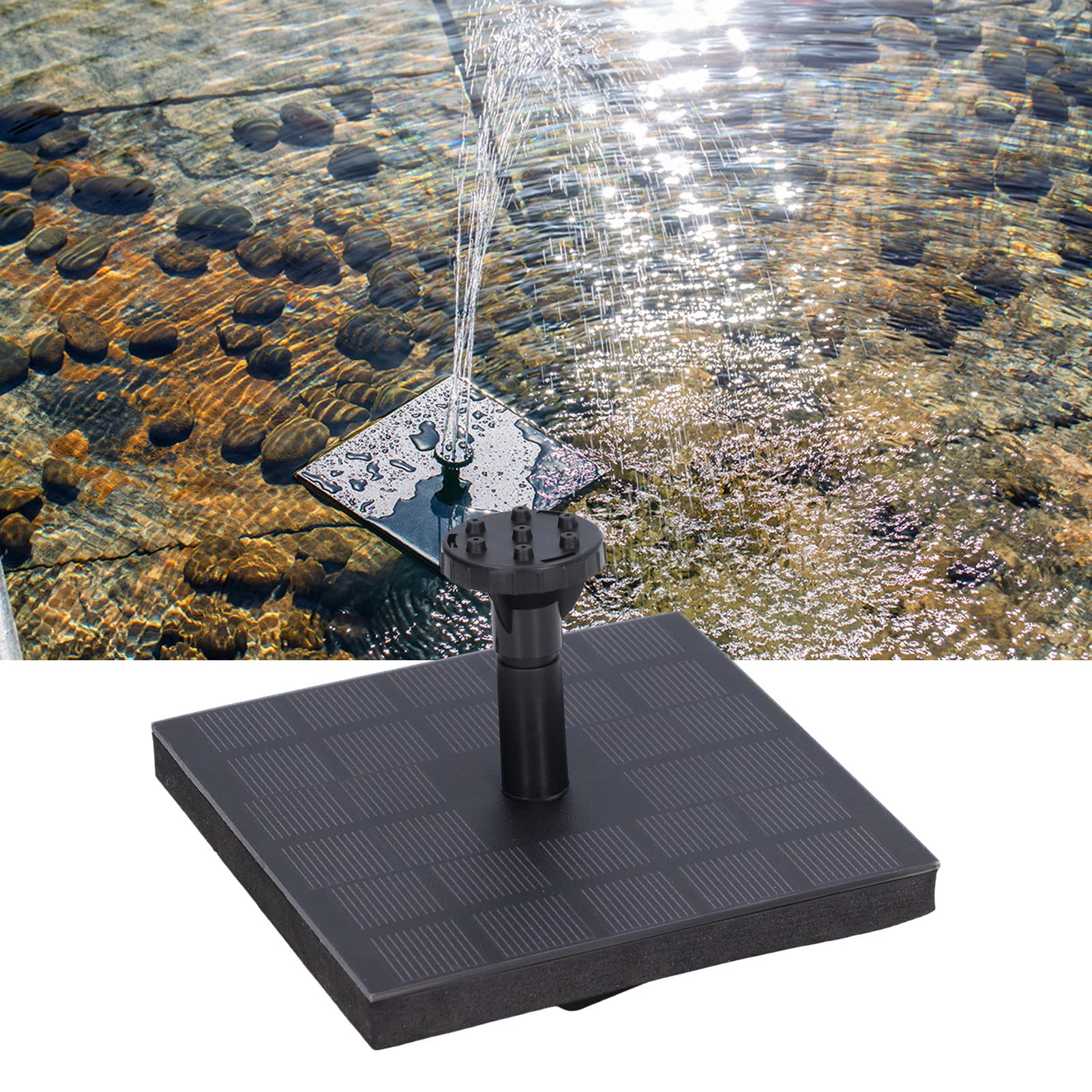 Solar Fountain Pump, Solar Water Pump Monocrystalline Silicon Square Floating Outdoor Waterscape Fountain, Floating Fountain for Bird Bath, Garden, Pond, Pool, Outdoor