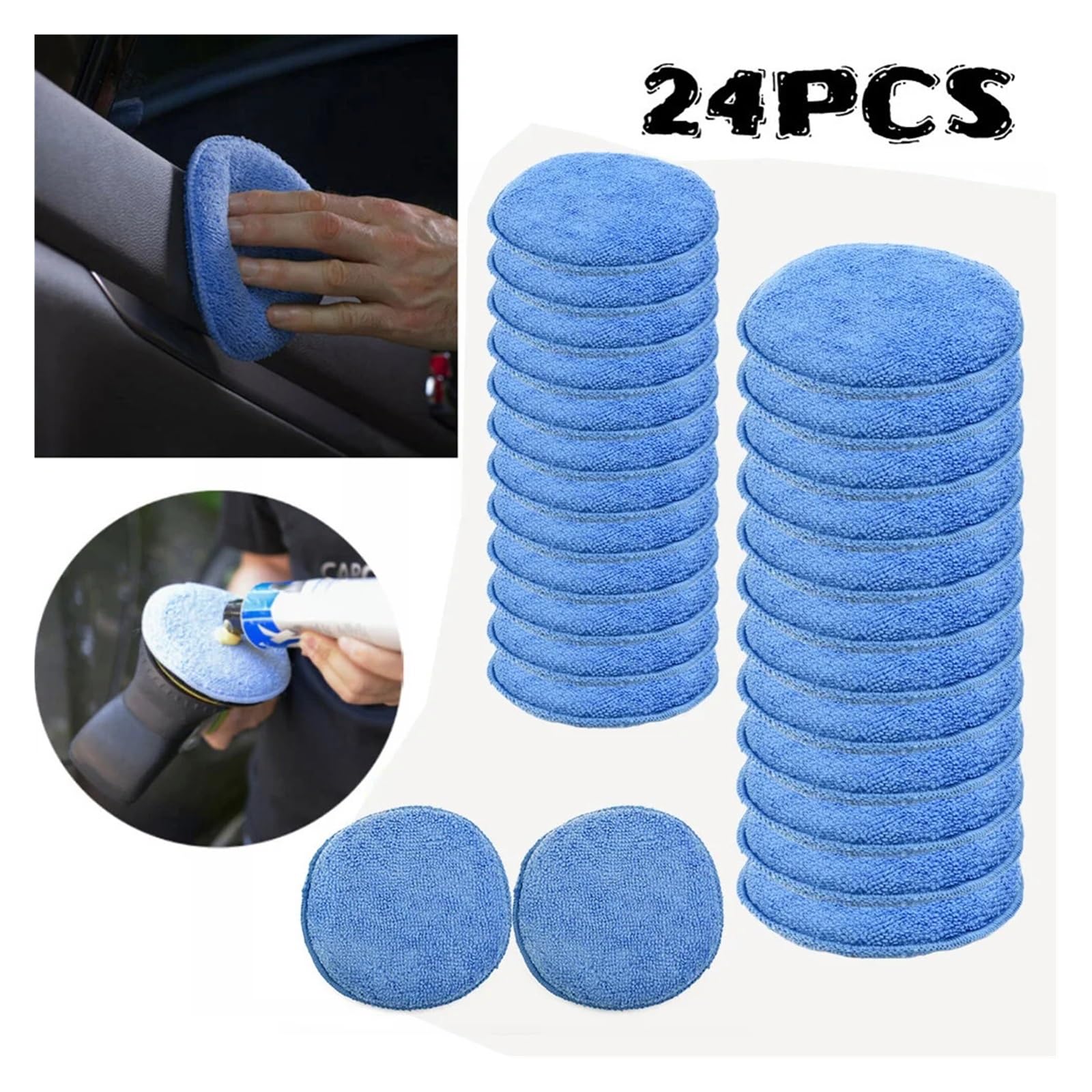 24-teiliges Autowachs-Polierset mit 12,7 cm (5 Zoll) Reinigungspads aus Mikrofaser zur Staubentfernung und Autopflege