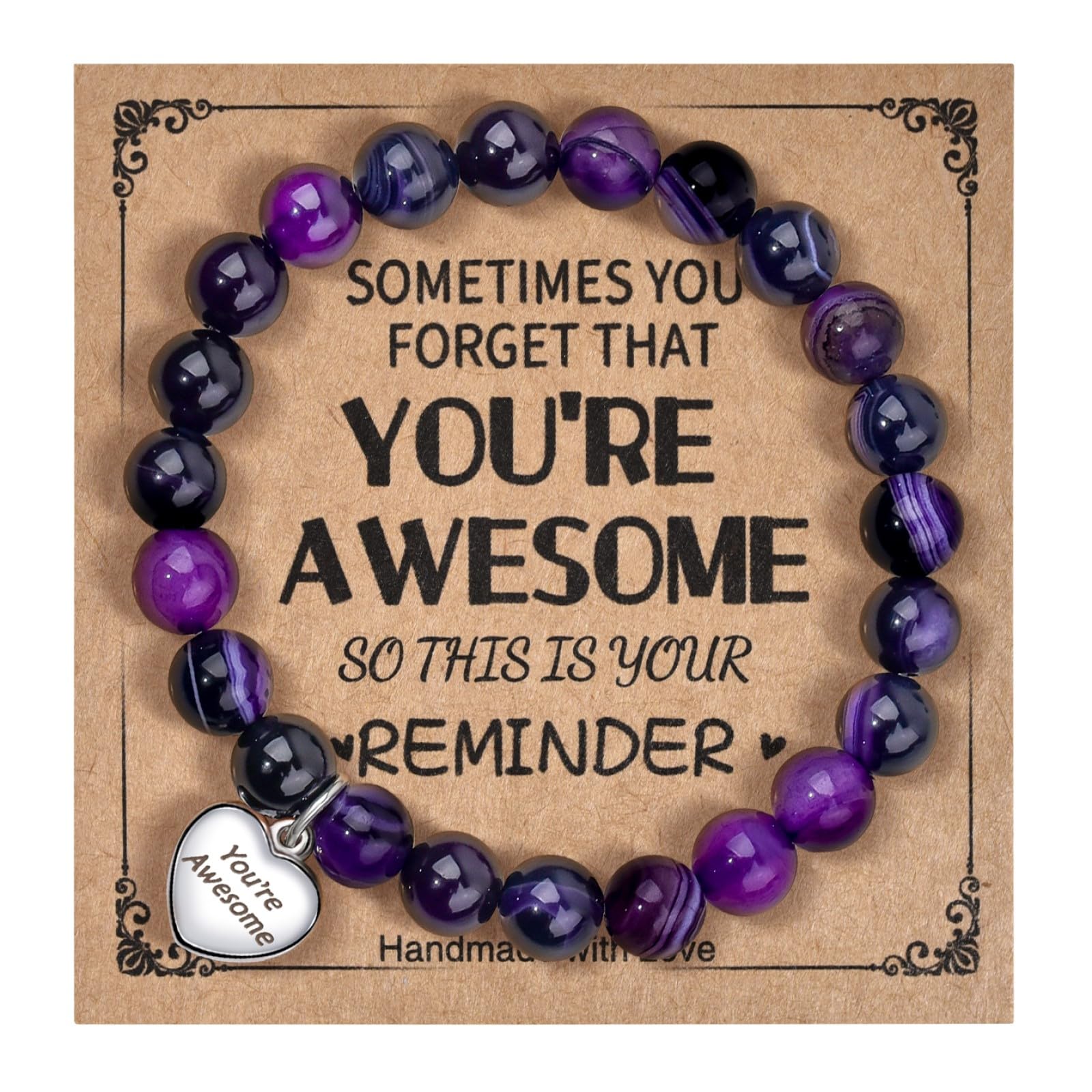 VGWON Unique Inspirational Gifts for Women Natural Stone Bracelets Best Friend Birthday Gifts for Women Teen Girls Sometimes