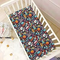 Vista 6 de Fitted Crib Sheets Funny Space Mini Crib Sheets for Boy & Girl Toddler Mattress Sheets Playard Sheet 21216696