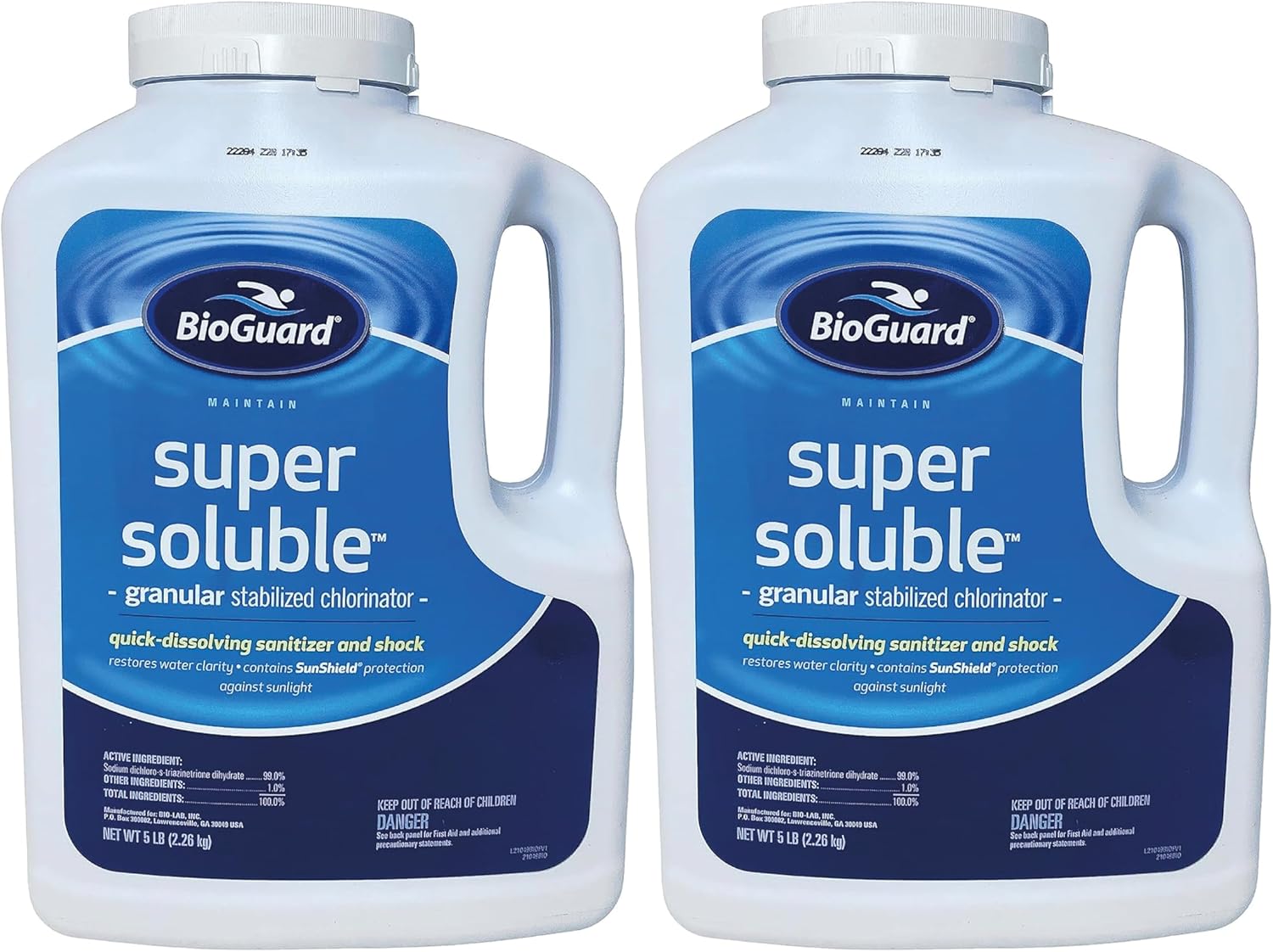 BioGuard Super Soluble Chlorine, 25 lb, Granular Stabilized Chlorinator, Quick-Dissolving, Restores Water Clarity & Contains Sunshield Protection