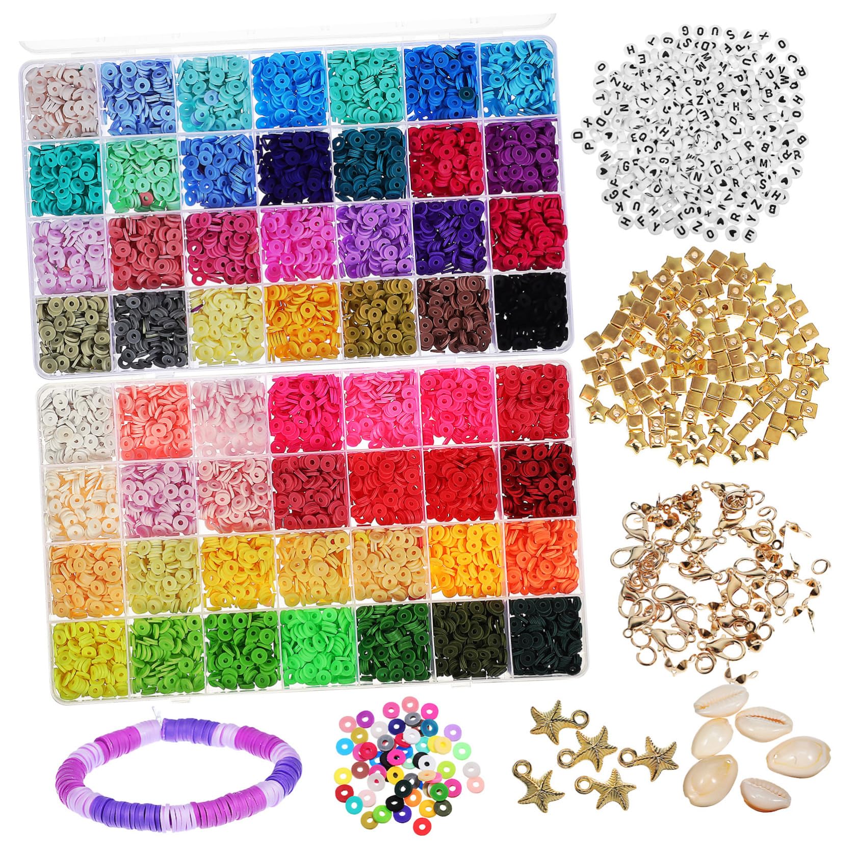 LIFKOME Kit Complet de Perles pour Création de Bijoux DIY Perles Argile Durables et Colorées pour Bracelets et Colliers Accessoires pour Fabrication Artisanale