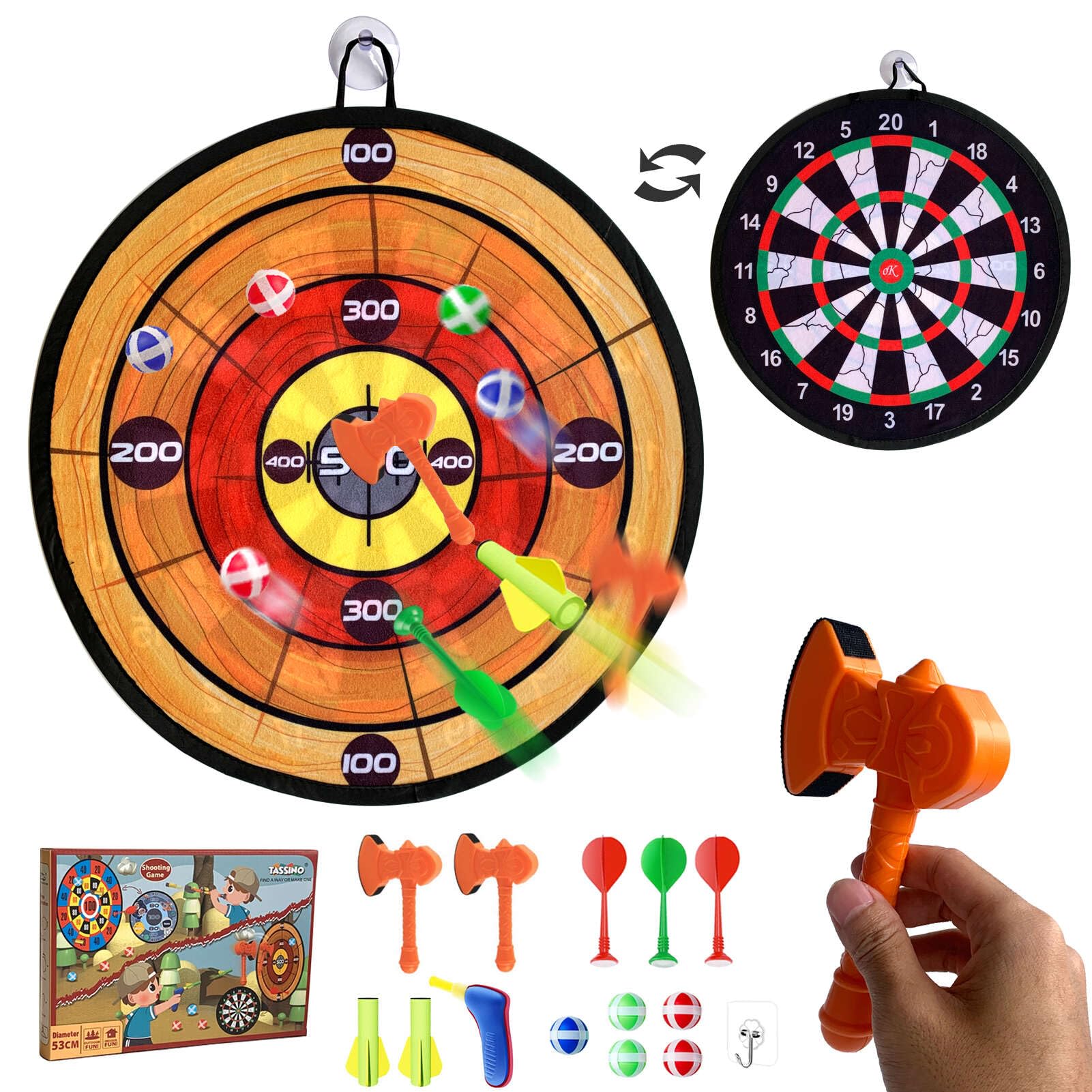Tassino Dart Game Sets, Dart Board Toys for Kids，Target Game Kits, Folder able Large Double Sided Fabric Dart Board, Indoor/Sport Outdoor Fun Party Play Game Toys (Wood Grain) (B0CBF8BJR6) Amazon Price History, Amazon Price Tracker
