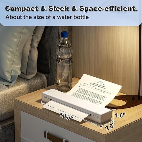 Miniatura 2 de Zoolion Impresora térmica portátil para viajes, impresora compacta sin tinta para oficina en casa, impresora portátil inalámbrica, impresora