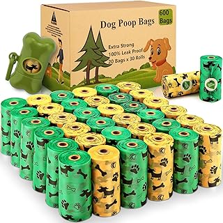 AMAYGA Dog Waste Bags 24 Rolls (600 Bags) 1 Dispenser, Leak-Proof Waste Bags for Dogs Extra Thick & Tear-Resistant, Drip-Proof Dog Bags, Dog Poo Bags product image