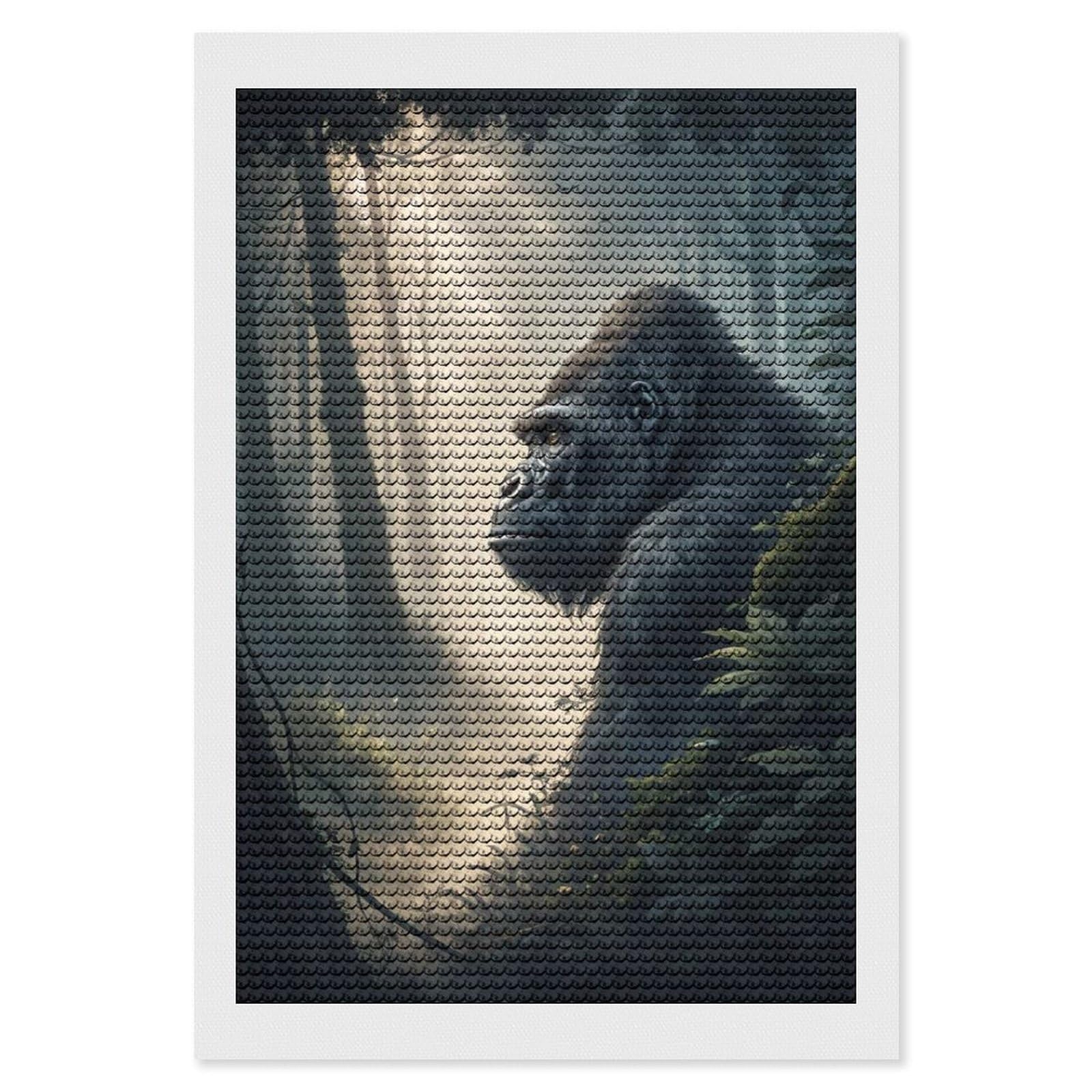 Junmoney Gorilla in A Misty Forest Diamond Art Kit 8"x12", Creative Leisure Activity, Complete Accessories, Vintage Style Decor, for Women