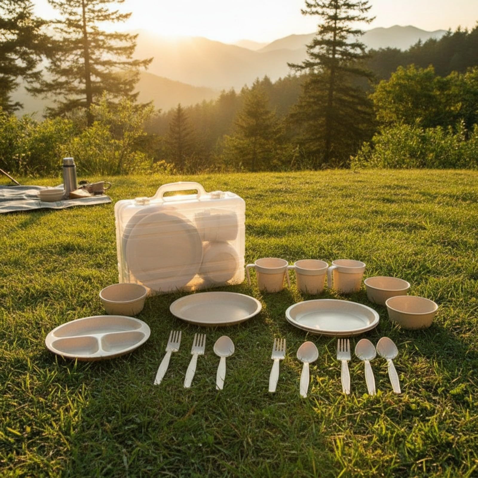Gralara Kit Vaisselle Pique-Nique Pratique | Léger, S Boîte, Facile à Ntoyer, S c Rangement, Familles