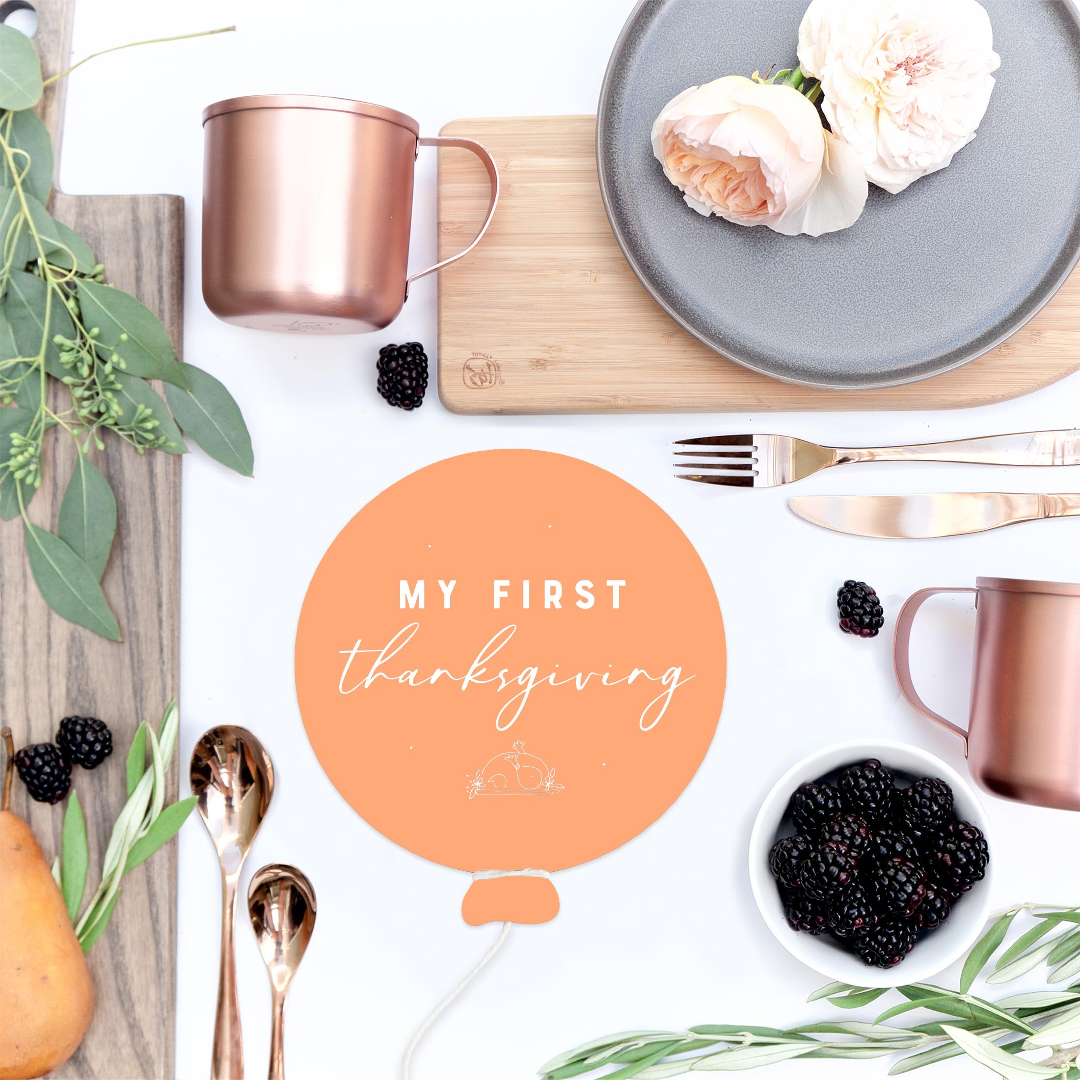 The Cotton & Canvas Co. My First Thanksgiving Balloon Acrylic Milestone Card, Baby's First Year, Baby's First Holiday, Baby Shower, Newborn, Photoshoot Prop