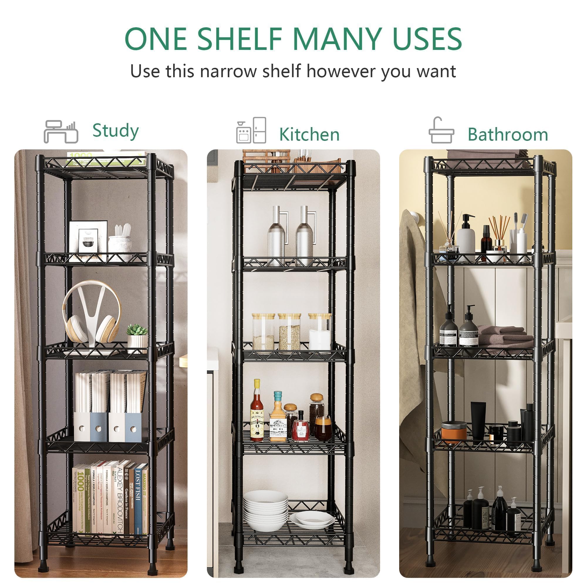 5 Tier Metal Standing Shelf Unit – Adjustable Wire Rack For Bathroom, Kitchen, Laundry - View #11