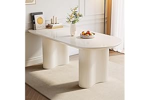 63 Inches Small White Oval Dining Table