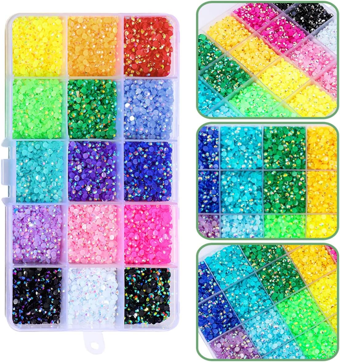 24-Count Jelly Resin Nail Art Diamonds Flatback AB Resin Rhinestones for DIY Manicure Crafts Suitable for Nail Art Enthusiasts and Professionals