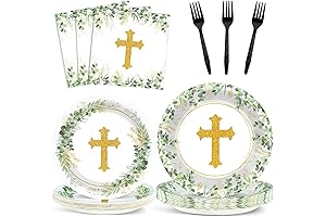 God Bless Tableware Set Baptism Plates and Napkins