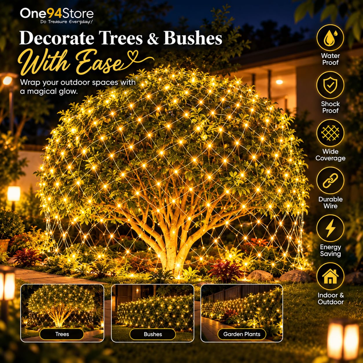 Warm White Fairy String Lights - 240 LEDs, 8 Modes -3