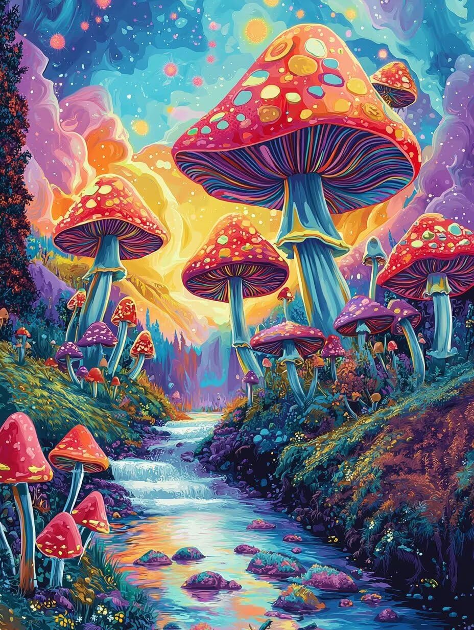 WEISHIWE Pilz im Wald Malen Nach Zahlen Erwachsene Anfänger, 80x100cm c-822 | Handgemalt Ölgemälde Kit für Mädchen Jungen ab 7 8 9 Jahre, Rahmenlos, für die Wanddekoration zu Hause, DIY Acrylmalerei