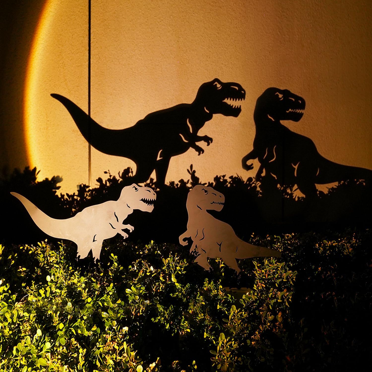 EZTZEN Dinosaur Metal Garden Stakes - Gifts for Women/Men/Lovers, Black Silhouette Statues, Outdoor Decor for Yard, Lawn Ornaments