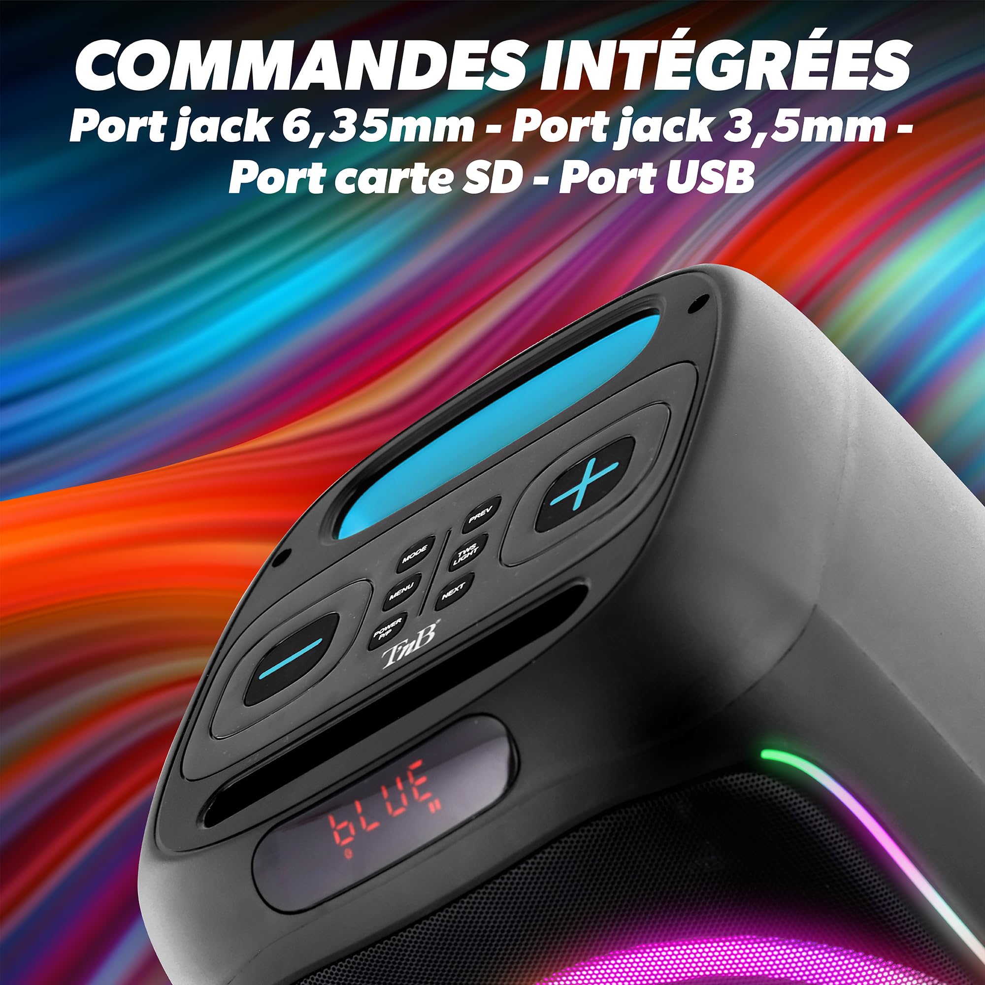 T'nB Cube Blaster, bezprzewodowe połączenie Bluetooth, wydajny przenośny głośnik 40 W, podświetlany z 4 trybami RGB, idealny na imprezy i wieczory, lekki kwadratowy format do zabrania wszędzie -