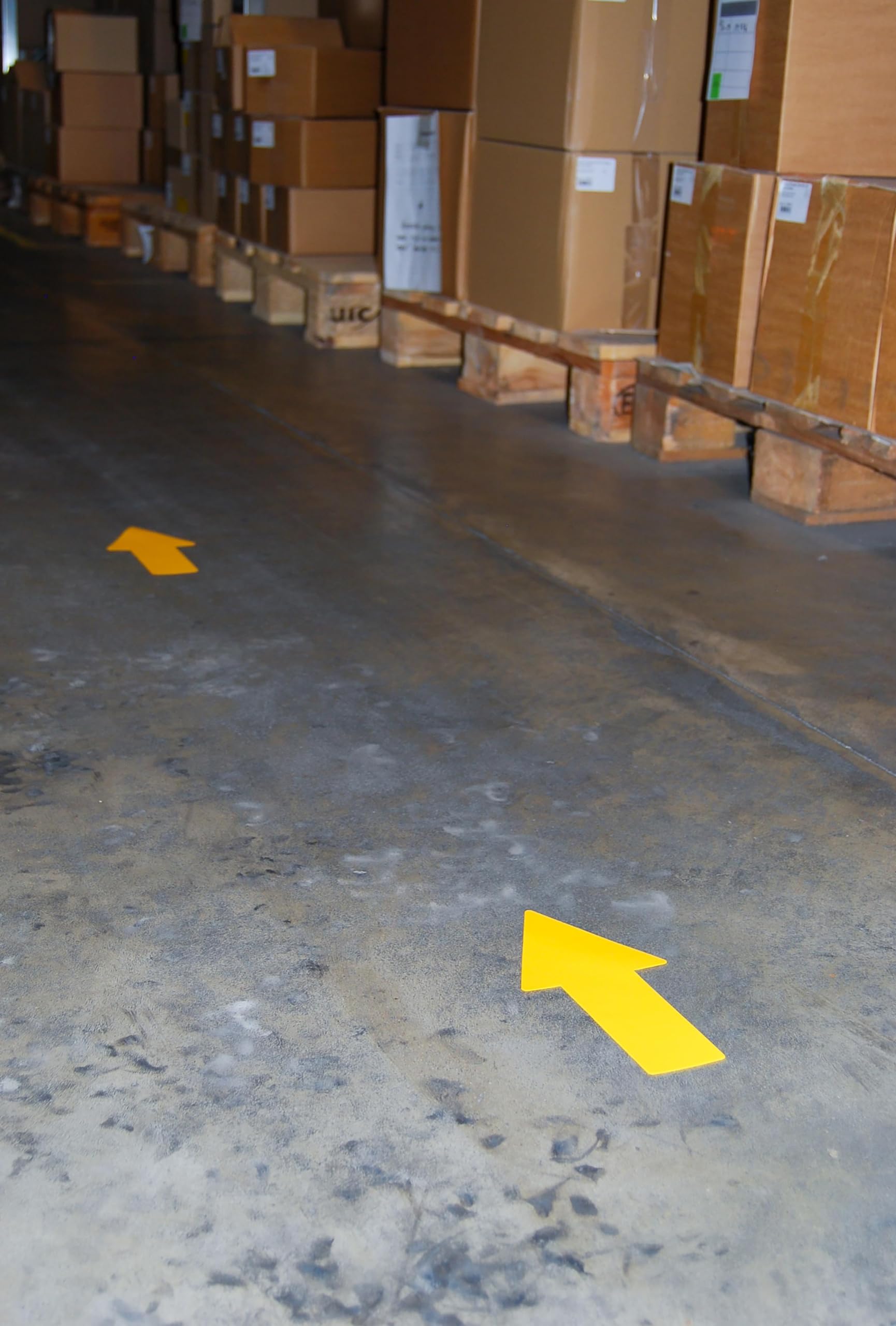 TARIFOLD es 197404- Pack 10 frecce adesive per segnaletica pavimento, 50 x 200 mm, alta resistenza, colore giallo