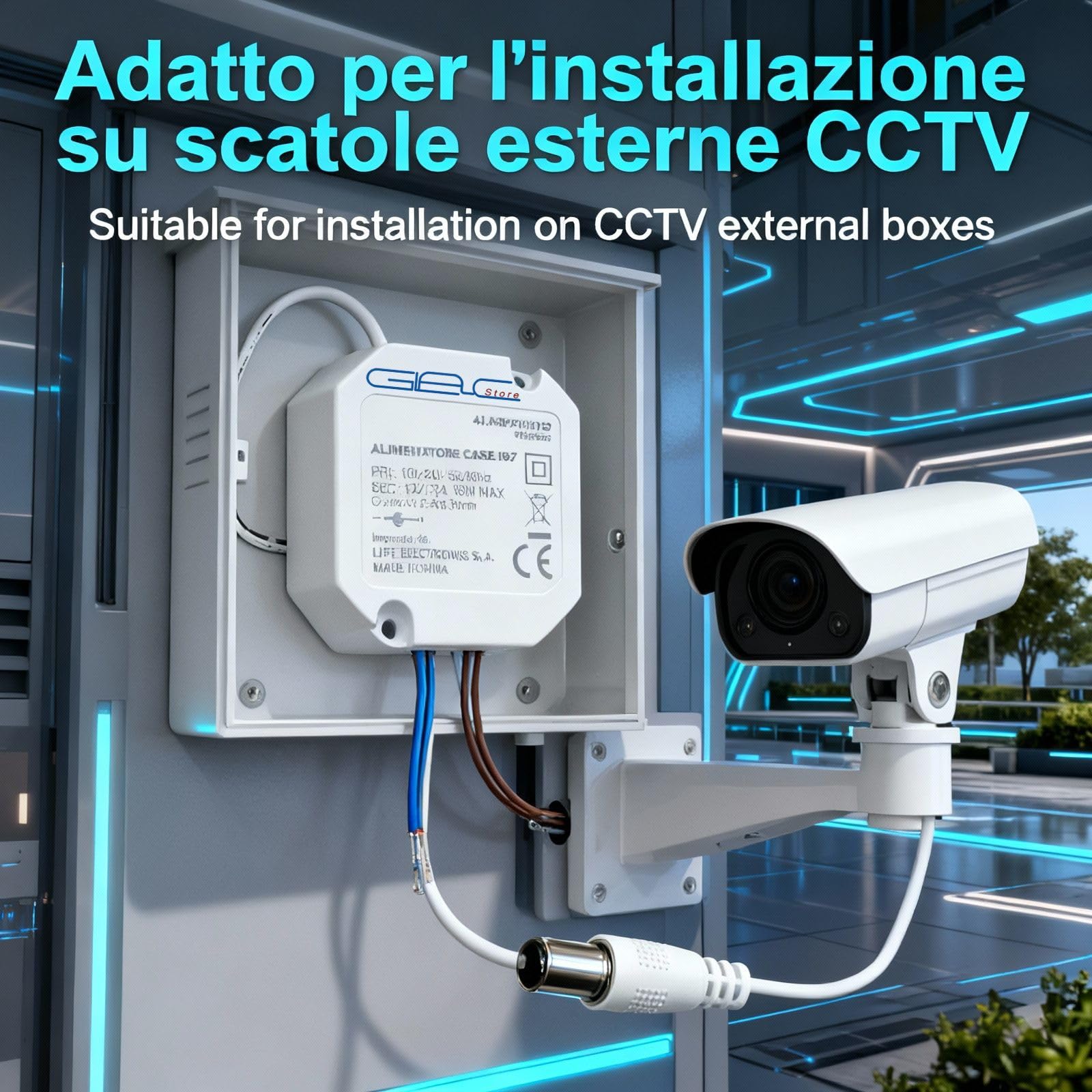 Alimentatore IP67 Impermeabile, Tensione Costante 12V DC, 100-240V AC, Dimensioni 50x50x25mm, Protezione Sovraccarico, Certificato CE (2A-24W)