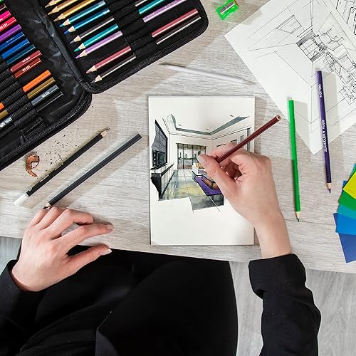 Miniatura 7 de Zenacolor Paquete de 74 kits de dibujo con lápices de dibujo, juego de dibujo para bocetos, suministros de arte de bocetos profesionales con
